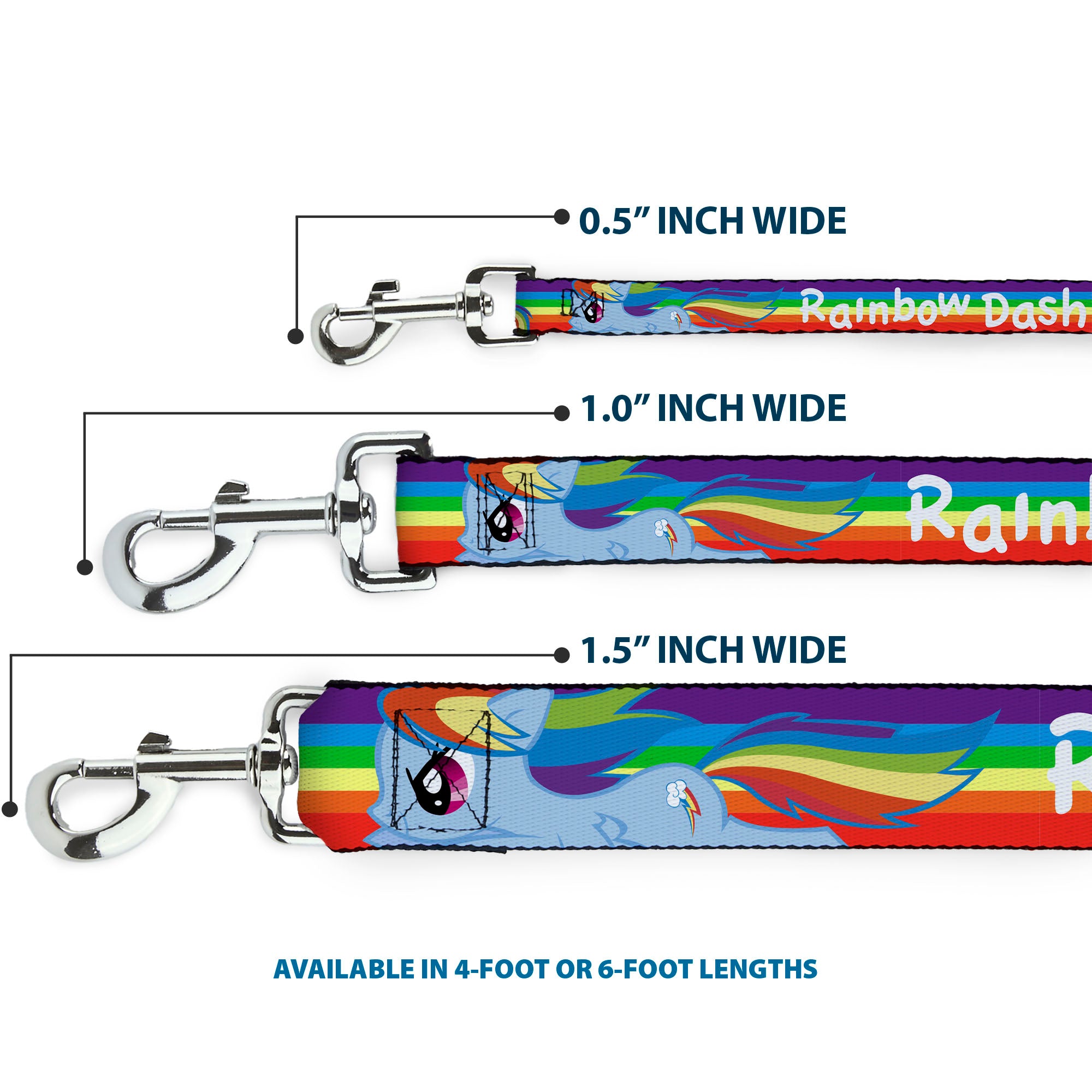 Dog Leash - RAINBOW DASH Text and Poses Rainbow Streak