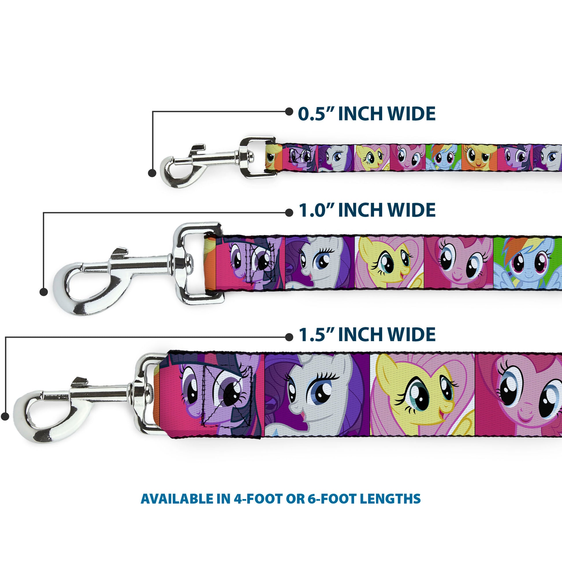 Dog Leash - My Little Pony Mane Six Ponies Expressions Blocks Multi Color Dog Leashes My Little Pony