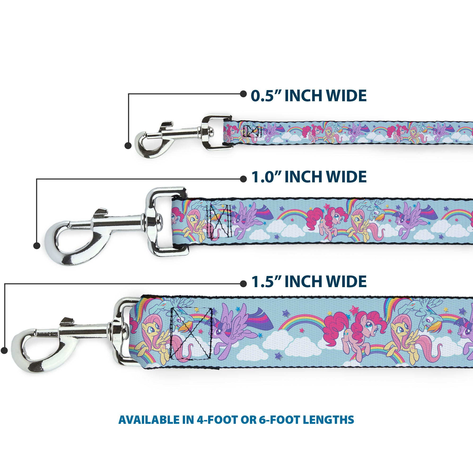 Dog Leash - My Little Pony Four Ponies and Rainbows Multi Pastel