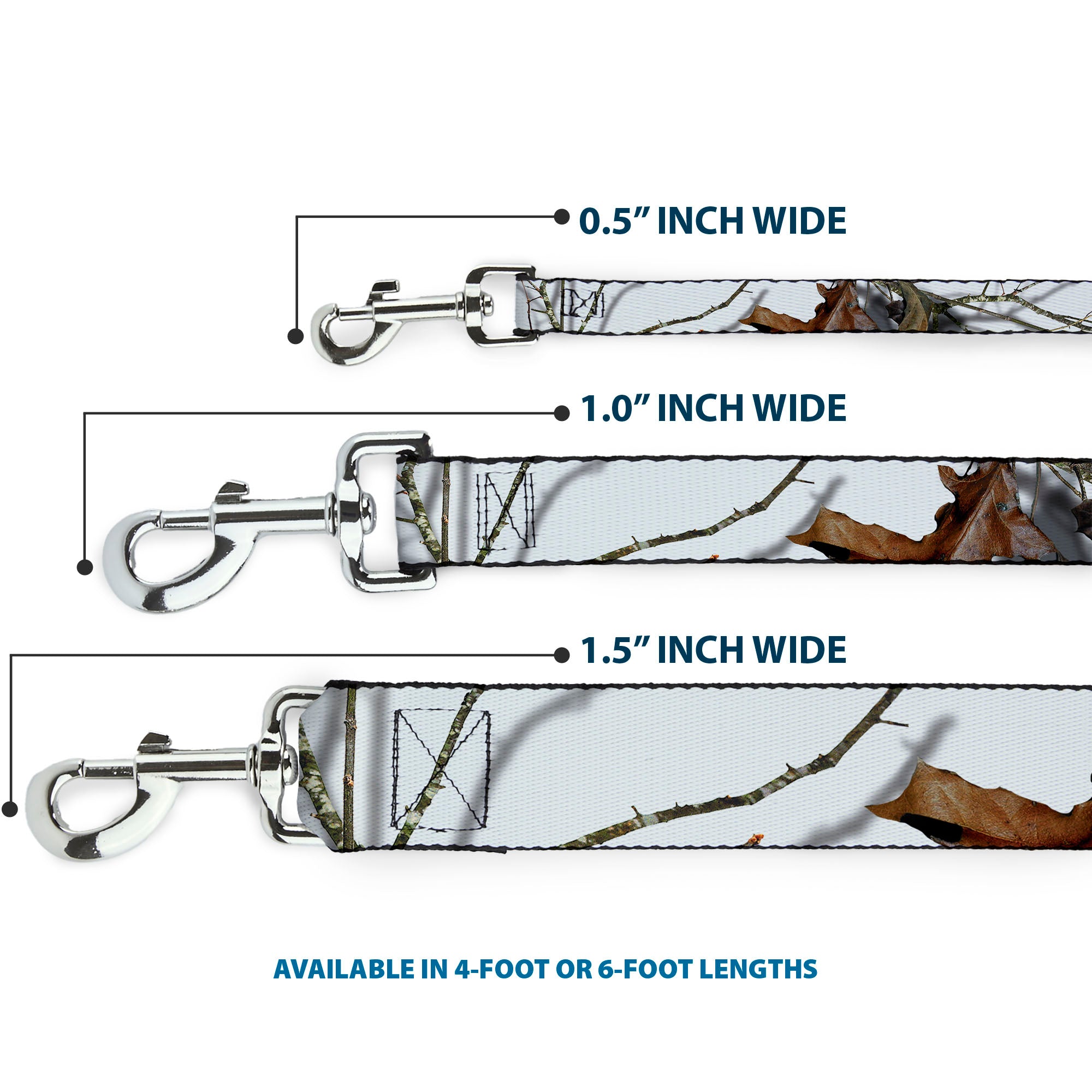 Dog Leash - Mossy Oak Country Roots Snowdrift Camo White Dog Leashes Mossy Oak