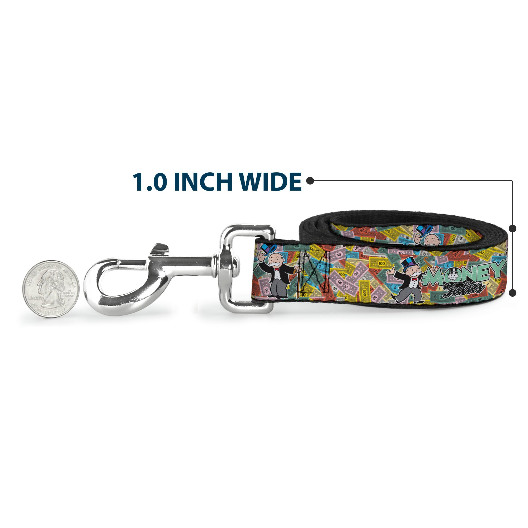 Dog Leash - Mr. Monopoly MONEY TALKS Poses Multi Color