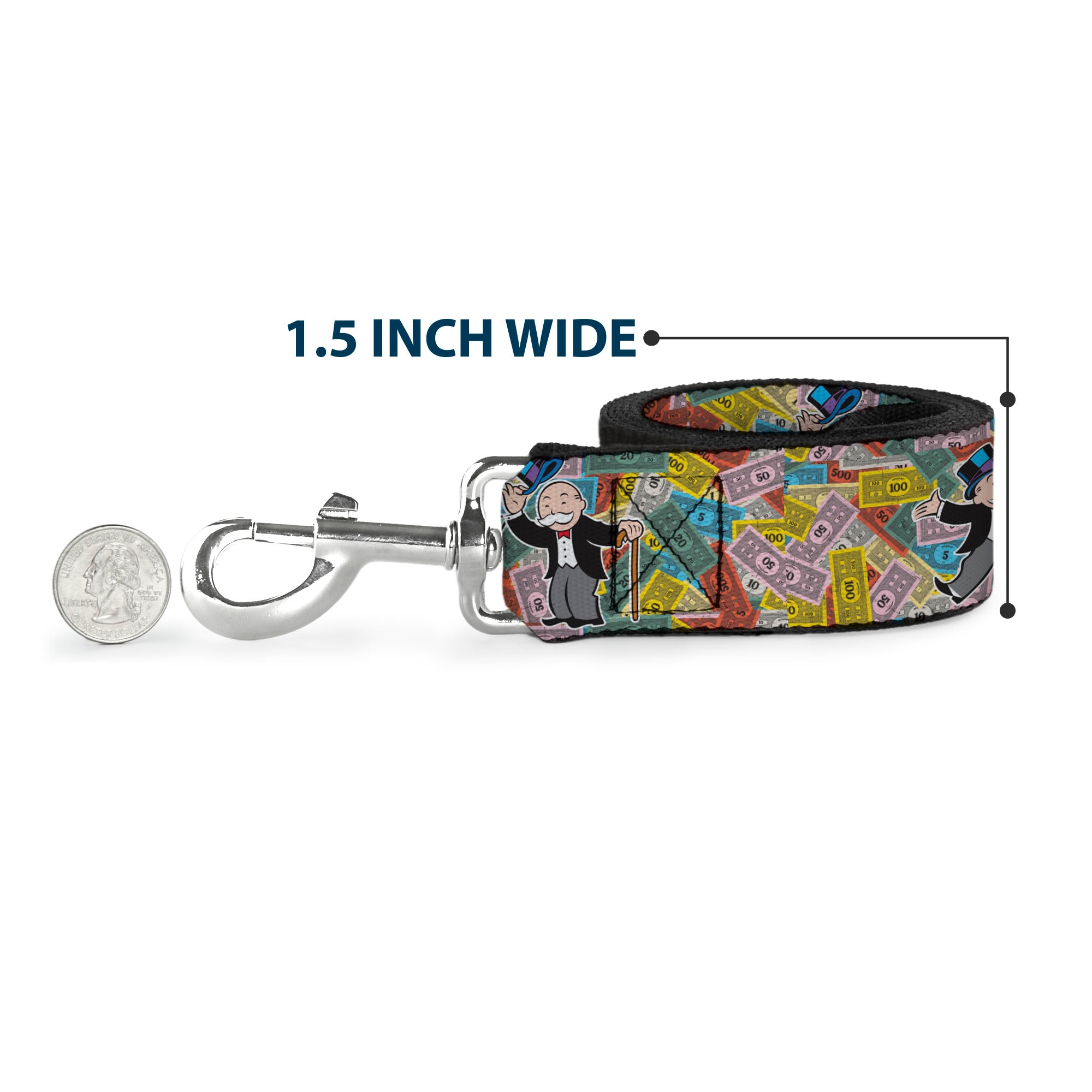 Dog Leash - Mr. Monopoly MONEY TALKS Poses Multi Color