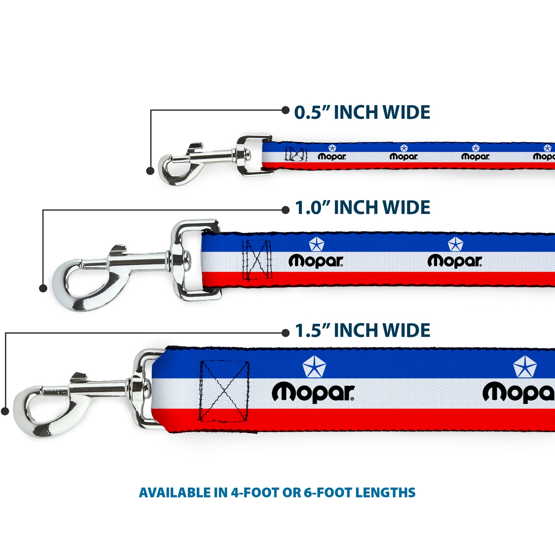Dog Leash - MOPAR Logo/Stripe Blue/White/Red Dog Leashes Mopar