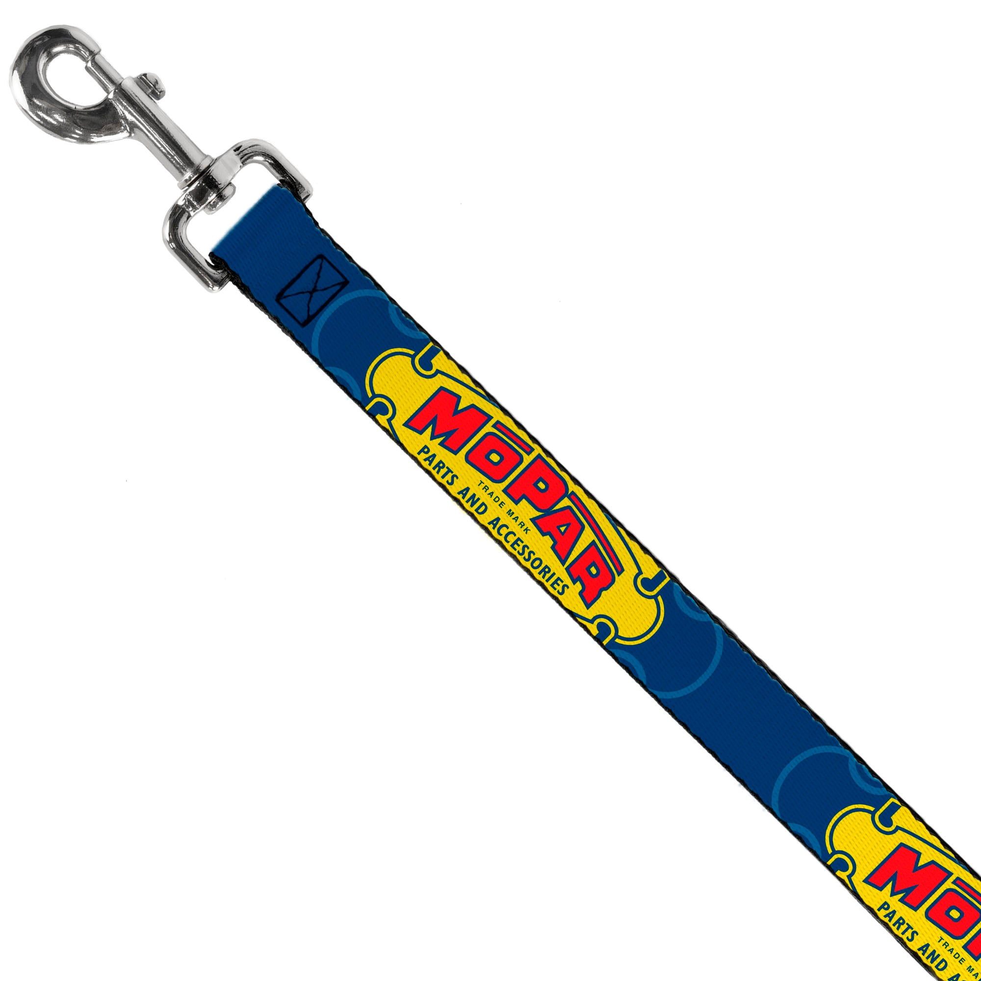 Dog Leash - MOPAR 1937-1947 Logo-USE CHRYSLER ENGINEERED MOPAR PARTS AND ACCESSORIES Blue/Yellow/Red Dog Leashes Mopar