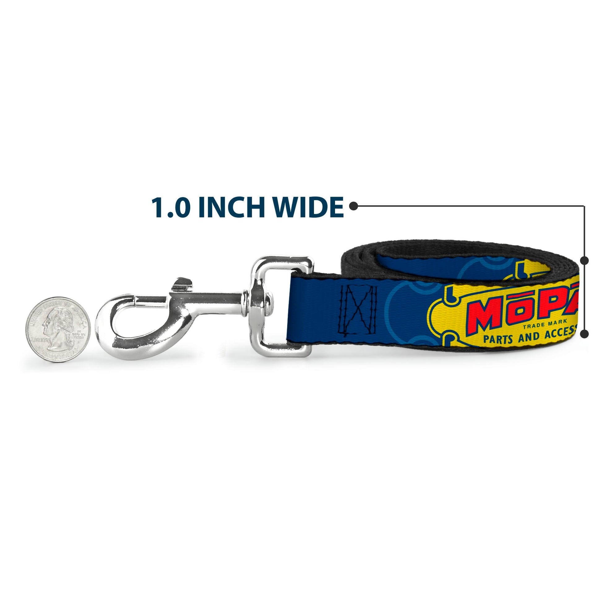 Dog Leash - MOPAR 1937-1947 Logo-USE CHRYSLER ENGINEERED MOPAR PARTS AND ACCESSORIES Blue/Yellow/Red Dog Leashes Mopar