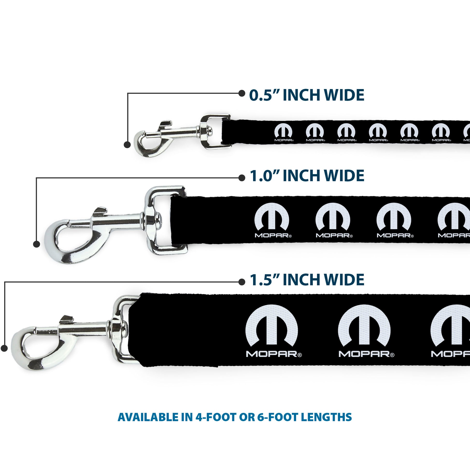 Dog Leash - MOPAR Logo Repeat Black/White Dog Leashes Mopar