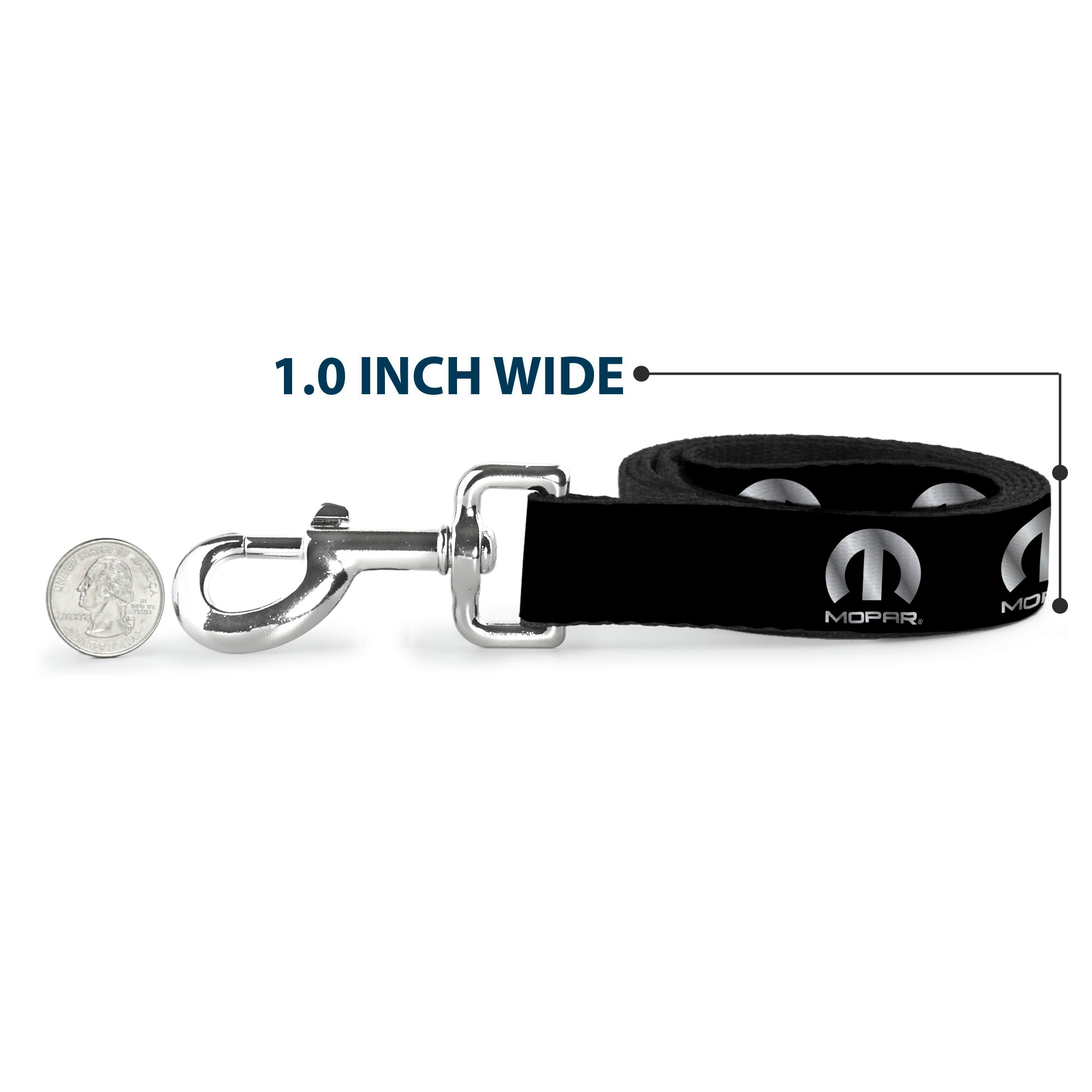 Dog Leash - MOPAR Logo Repeat Black/Silver Gradient Dog Leashes Mopar