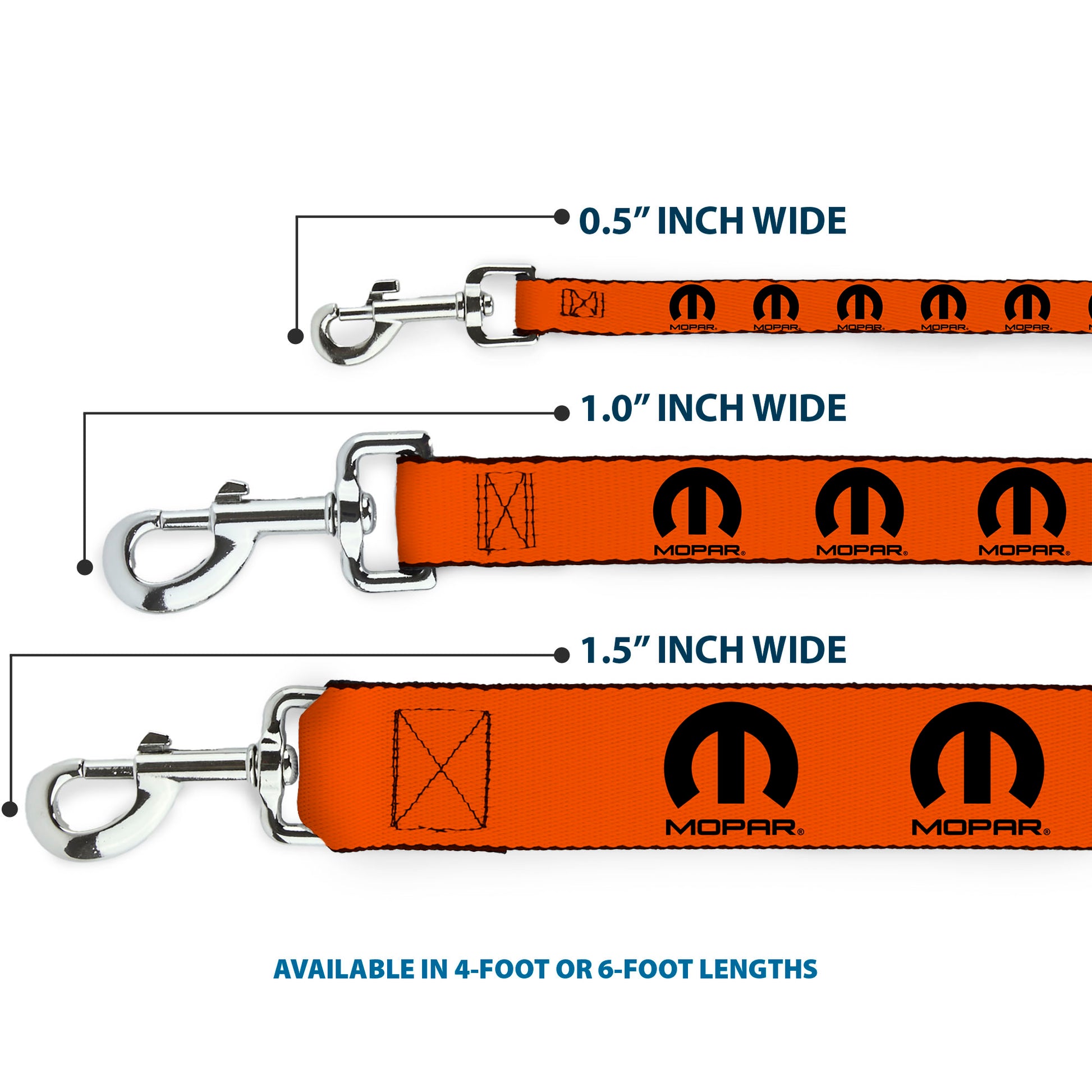 Dog Leash - MOPAR Logo Repeat Orange/Black Dog Leashes Mopar