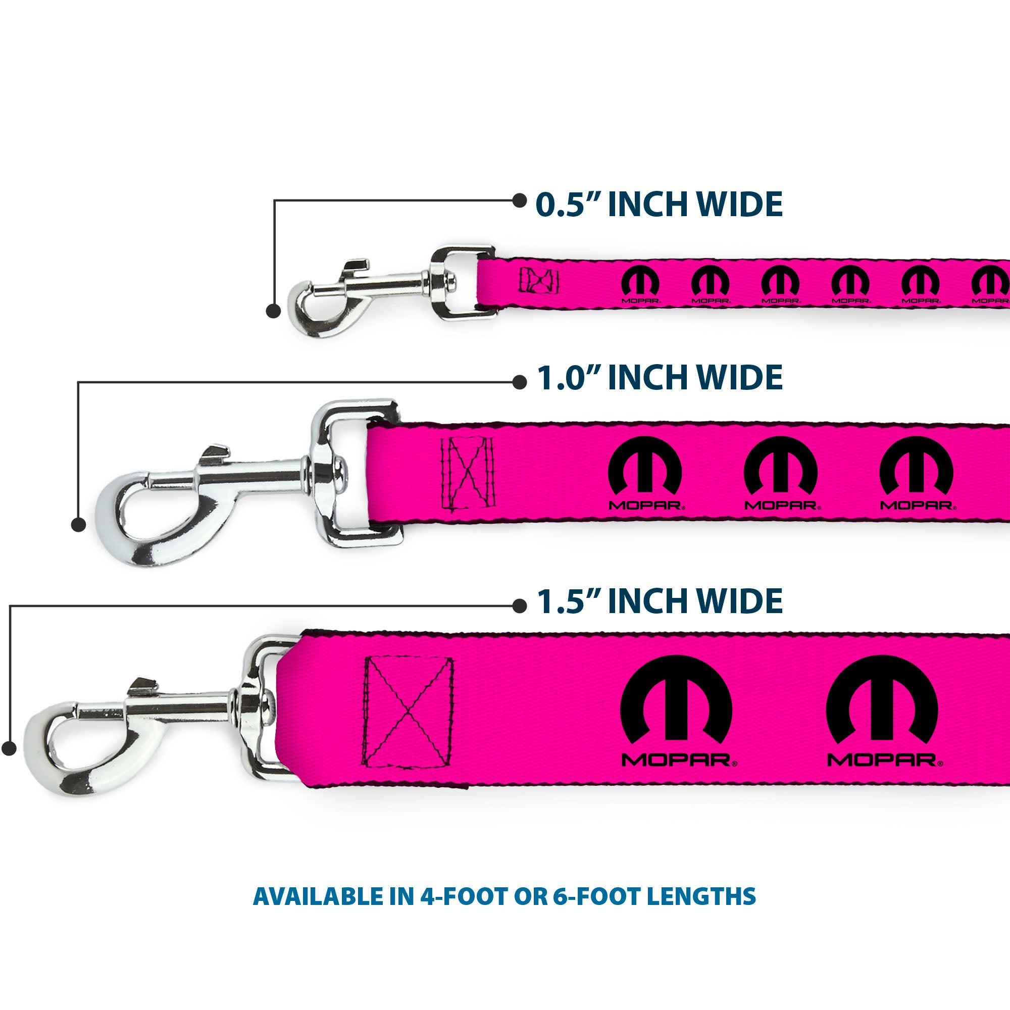 Dog Leash - MOPAR Logo Repeat Hot Pink/Black Dog Leashes Mopar