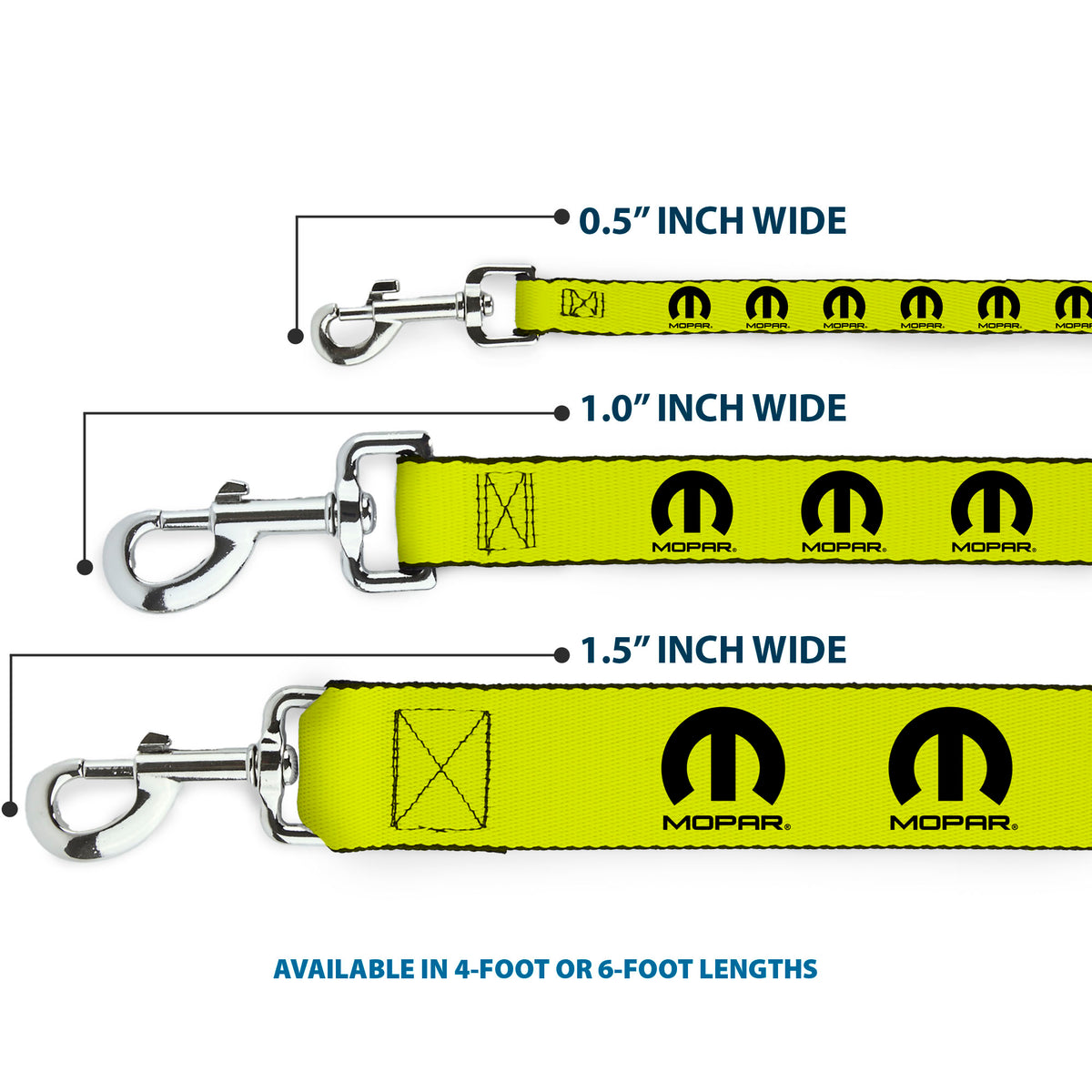 Dog Leash - MOPAR Logo Repeat Yelow/Black Dog Leashes Mopar