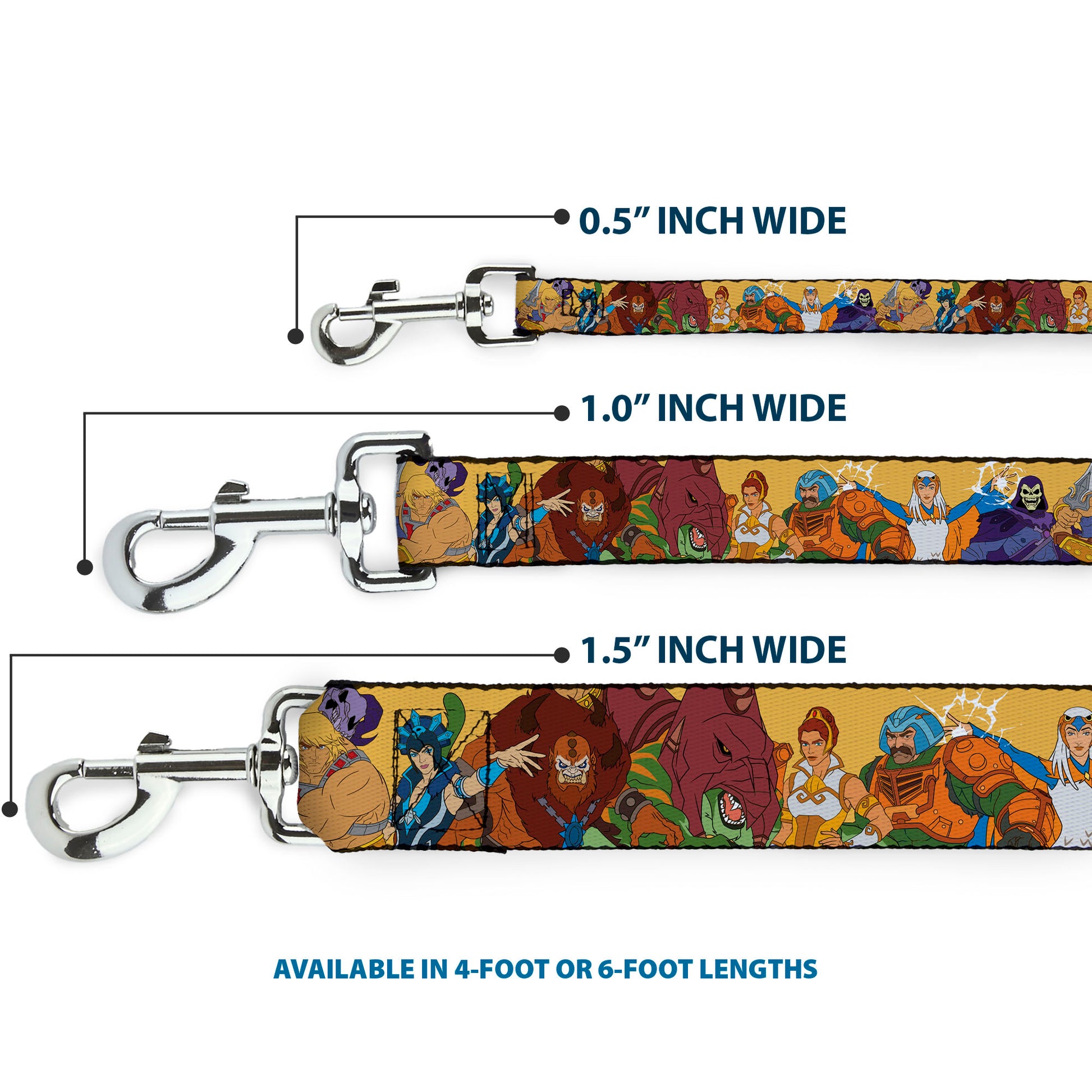 Dog Leash - MOTU Revelation Eight Character Group Pose Yellow Dog Leashes Masters of the Universe