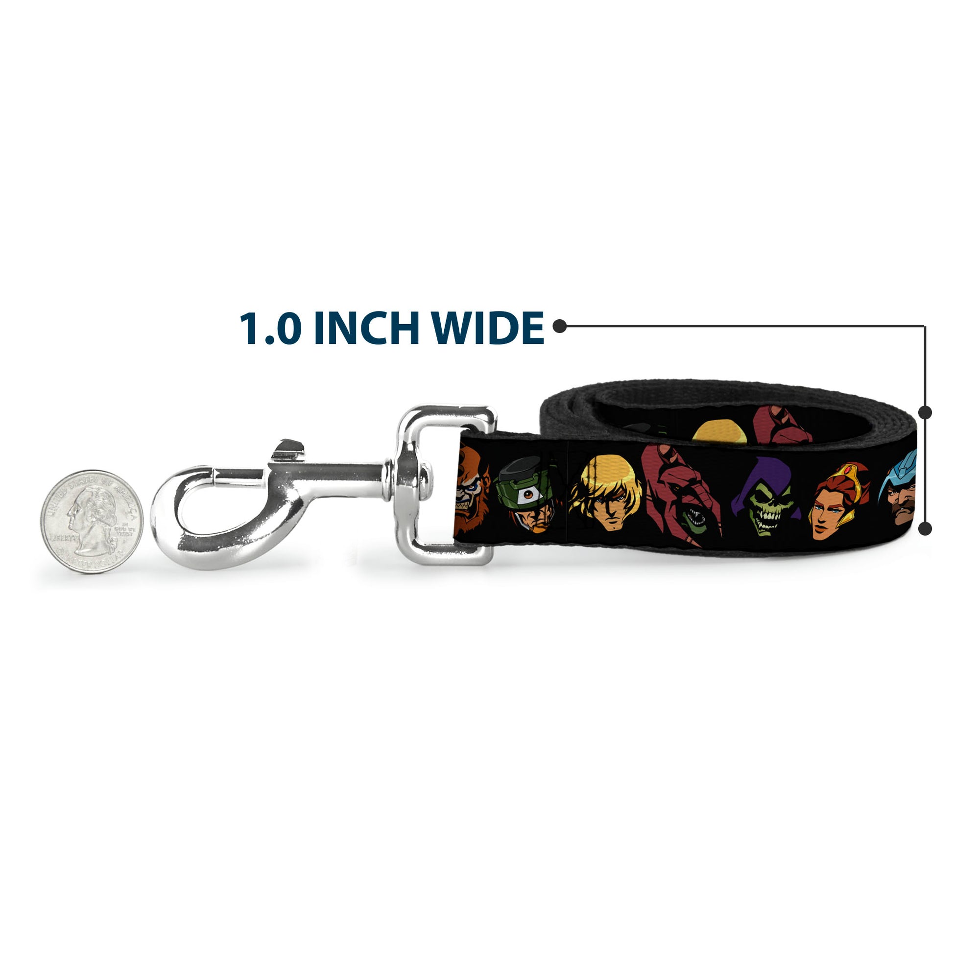 Dog Leash - Masters of the Universe Eleven Character Faces Black Dog Leashes Masters of the Universe