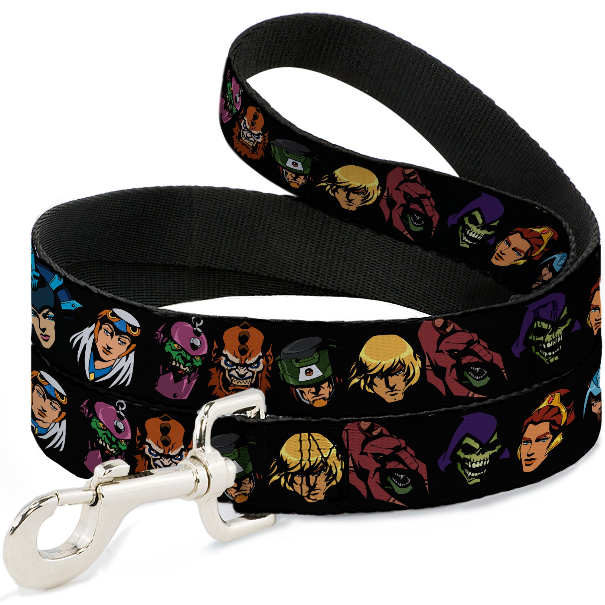 Dog Leash - Masters of the Universe Eleven Character Faces Black Dog Leashes Masters of the Universe