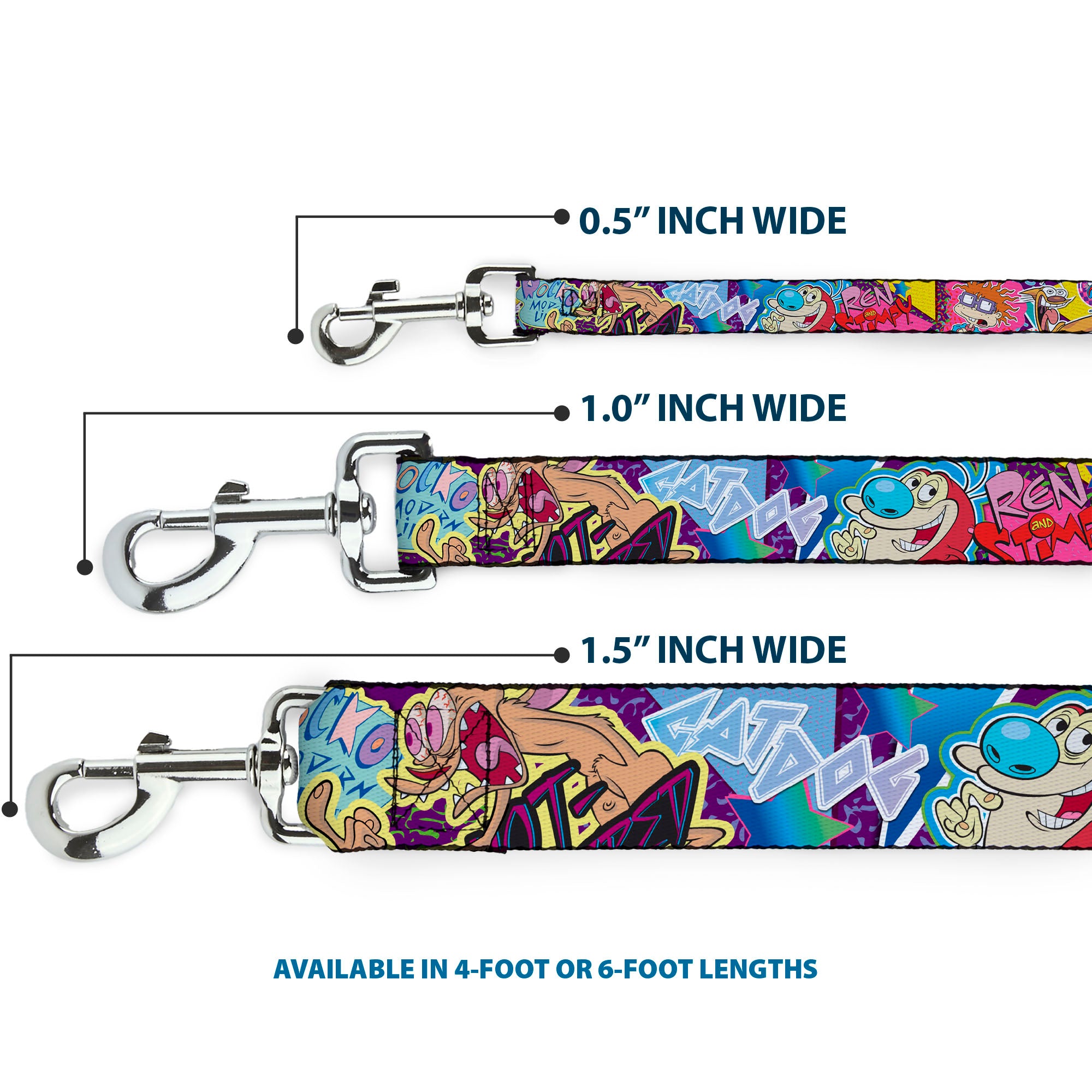 Dog Leash - Nick 90's Rewind 7-Character/4-Logo Collage Dog Leashes Nick 90s