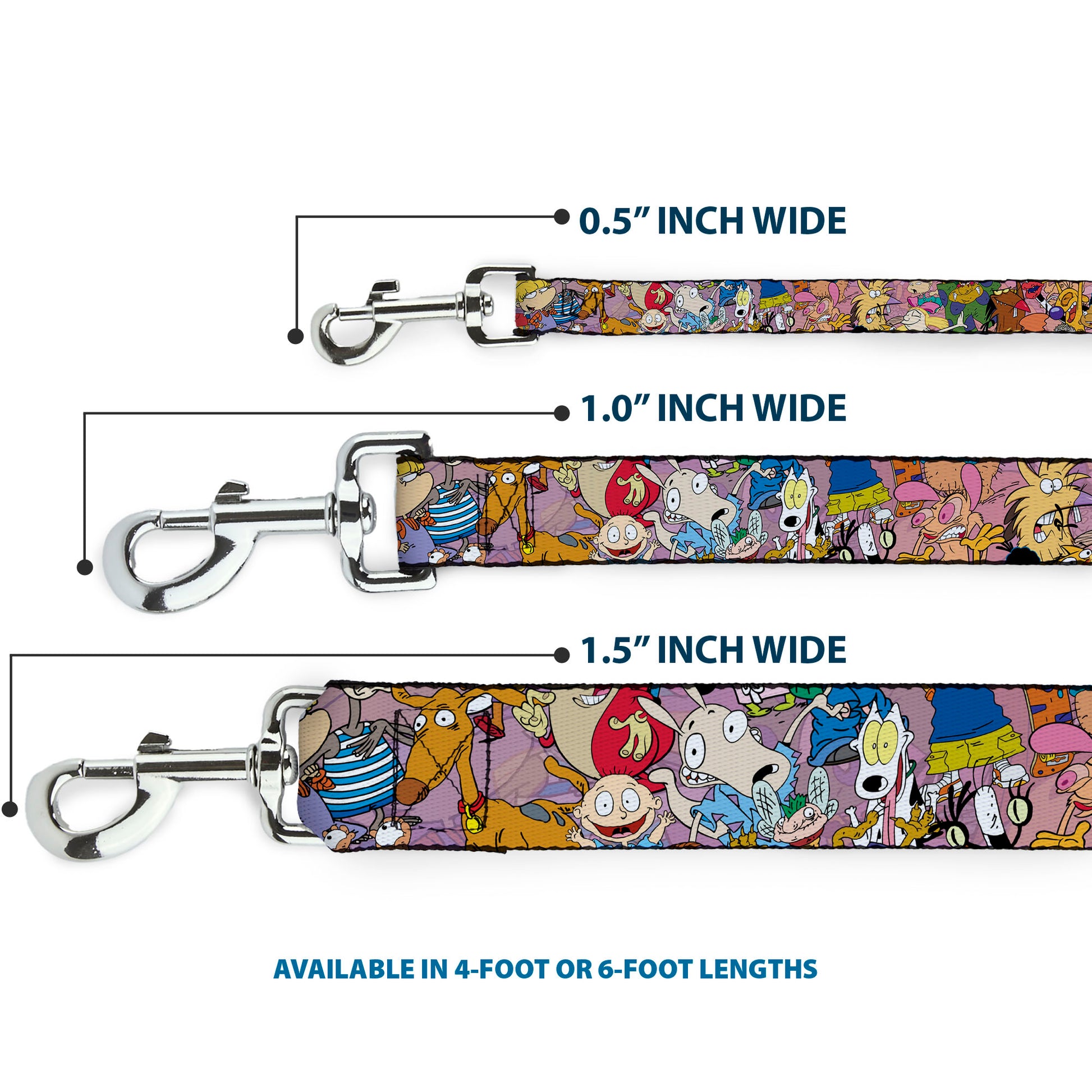 Dog Leash - Nick 90's Rewind Character Mash Up Collage2 Pinks Dog Leashes Nick 90s