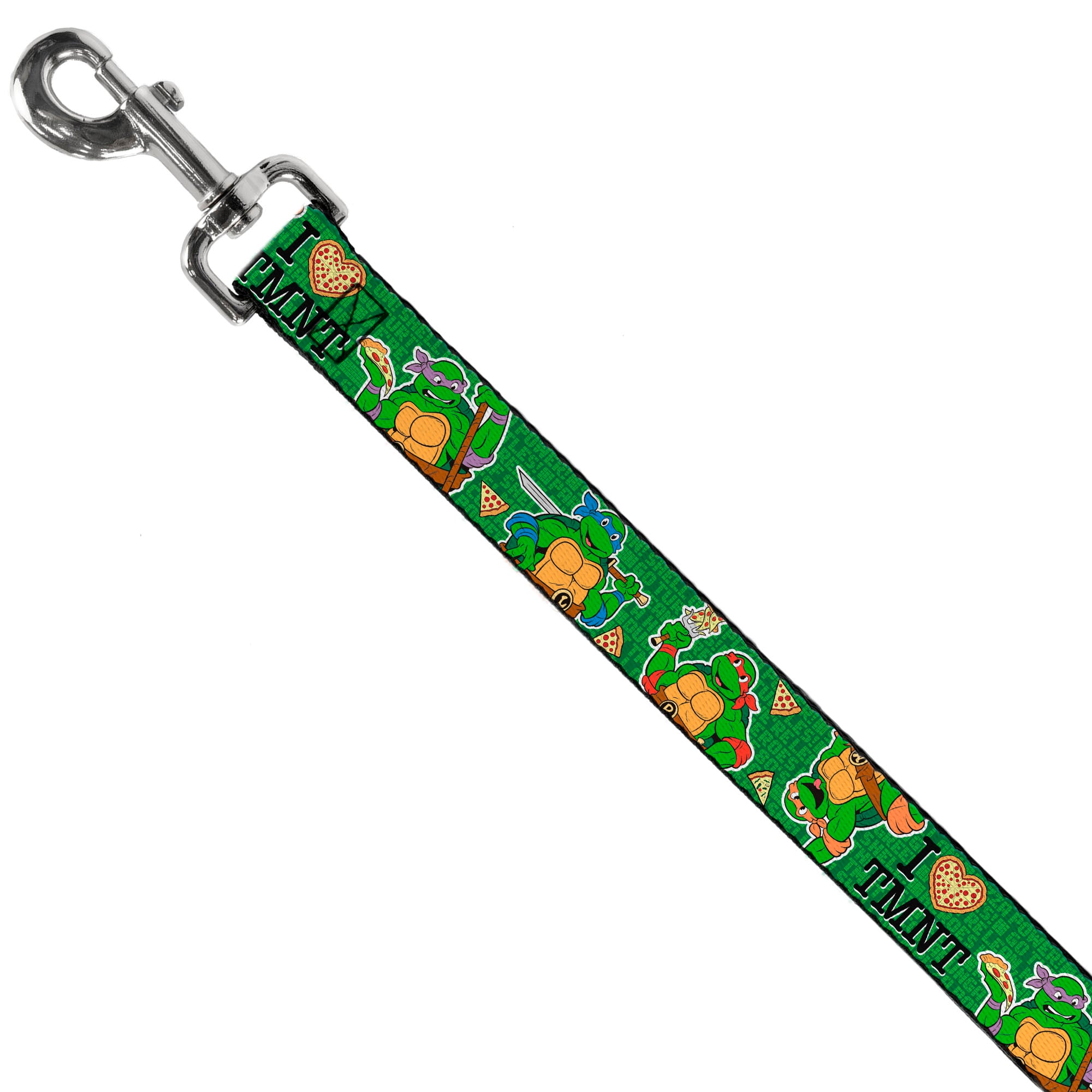 Dog Leash - I "HEART" TMNT/Classic Turtles & Pizza Green Dog Leashes Teenage Mutant Ninja Turtles