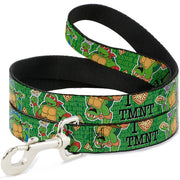 Dog Leash - I "HEART" TMNT/Classic Turtles & Pizza Green Dog Leashes Teenage Mutant Ninja Turtles