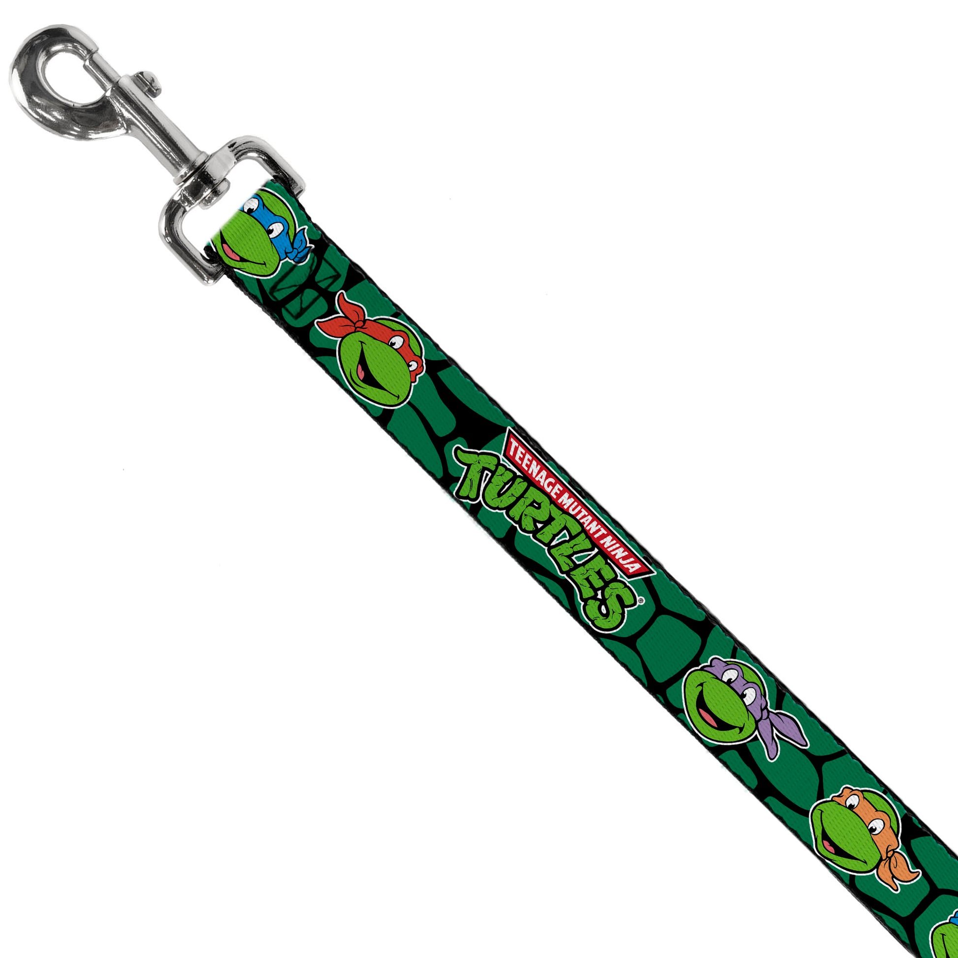 Dog Leash - Classic TEENAGE MUTANT NINJA TURTLES Turtle Faces Black/Green Turtle Shell Dog Leashes Teenage Mutant Ninja Turtles