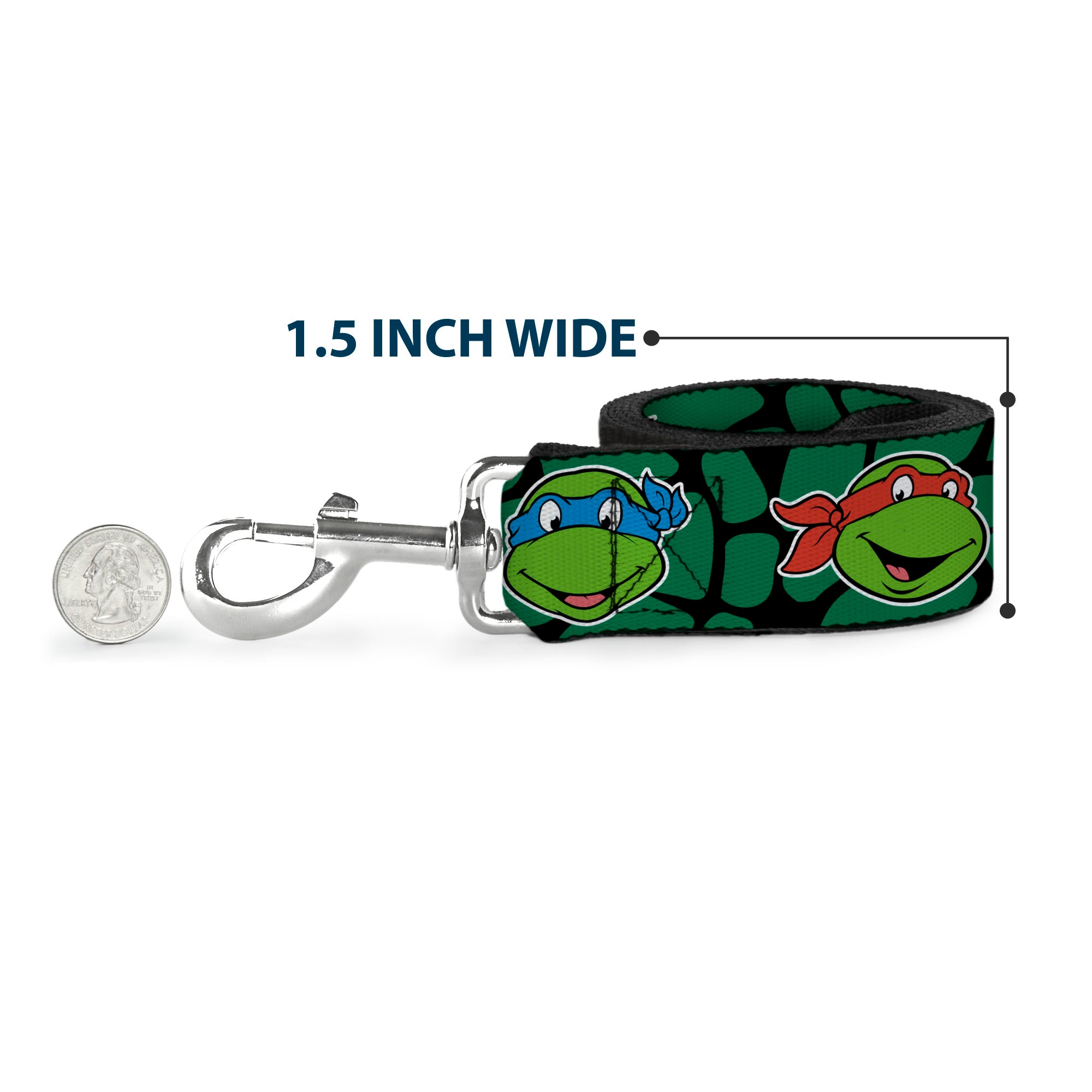 Dog Leash - Classic TEENAGE MUTANT NINJA TURTLES Turtle Faces Black/Green Turtle Shell Dog Leashes Teenage Mutant Ninja Turtles
