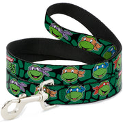Dog Leash - Classic TEENAGE MUTANT NINJA TURTLES Turtle Faces Black/Green Turtle Shell Dog Leashes Teenage Mutant Ninja Turtles