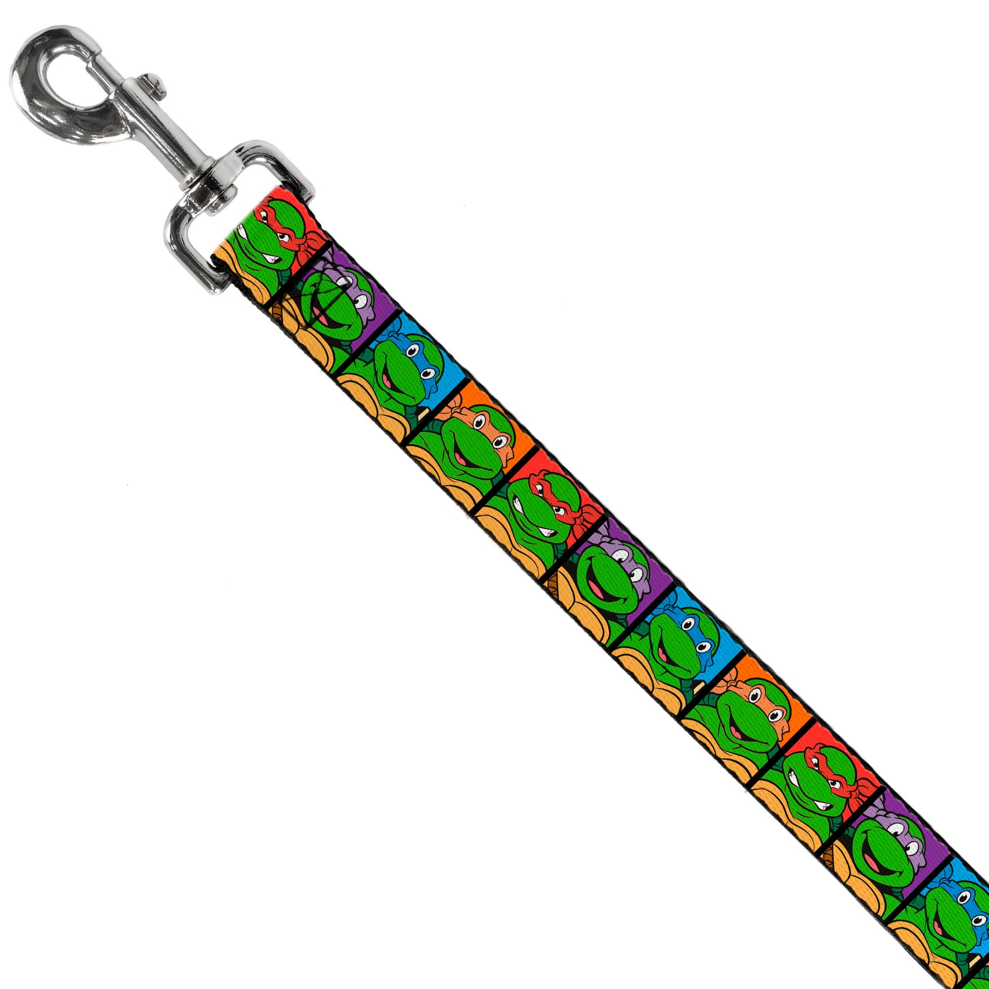 Dog Leash - Classic Teenage Mutant Ninja Turtles Face Blocks Black/Multi Color Dog Leashes Teenage Mutant Ninja Turtles