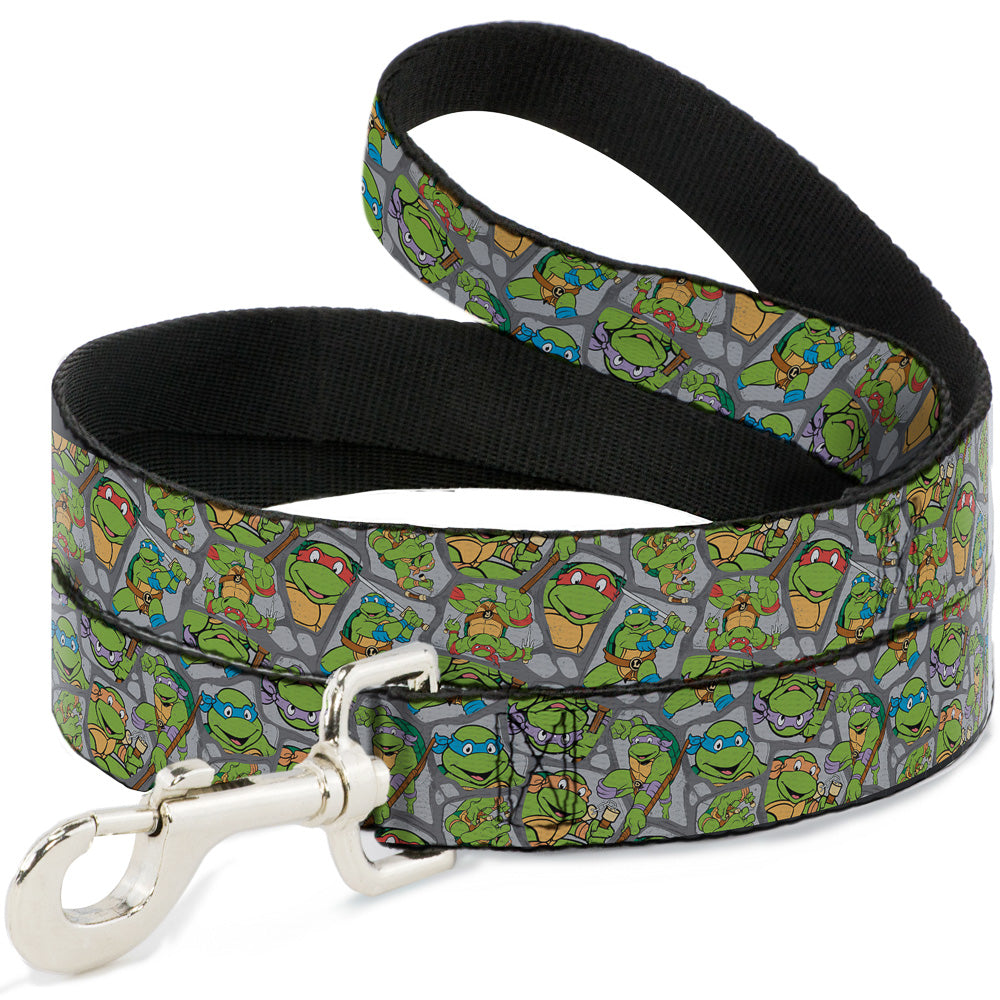 Dog Leash - Classic Teenage Mutant Ninja Turtles Expression & Pose Turtle Shell Collage Lavender Dog Leashes Teenage Mutant Ninja Turtles