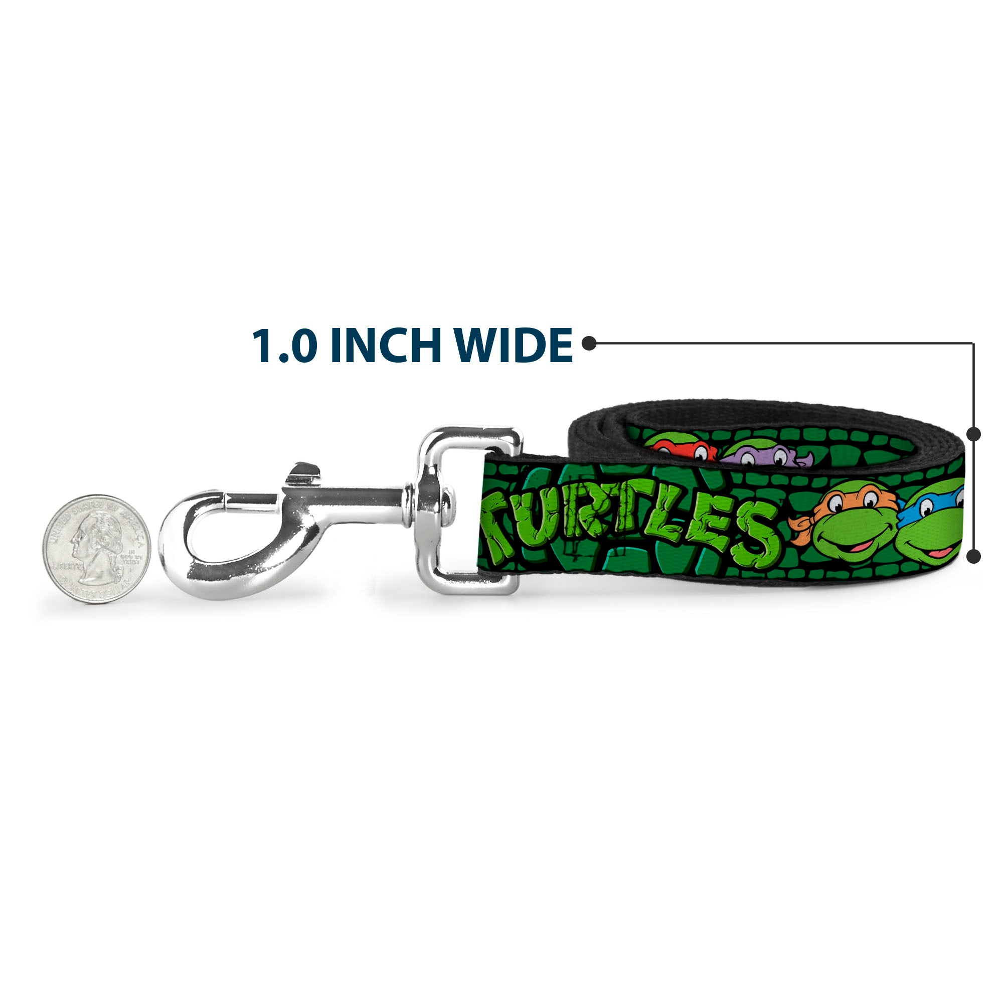 Dog Leash - Classic Teenage Mutant Ninja Turtles Group Faces/TURTLES Turtle Shell Black/Green Dog Leashes Teenage Mutant Ninja Turtles