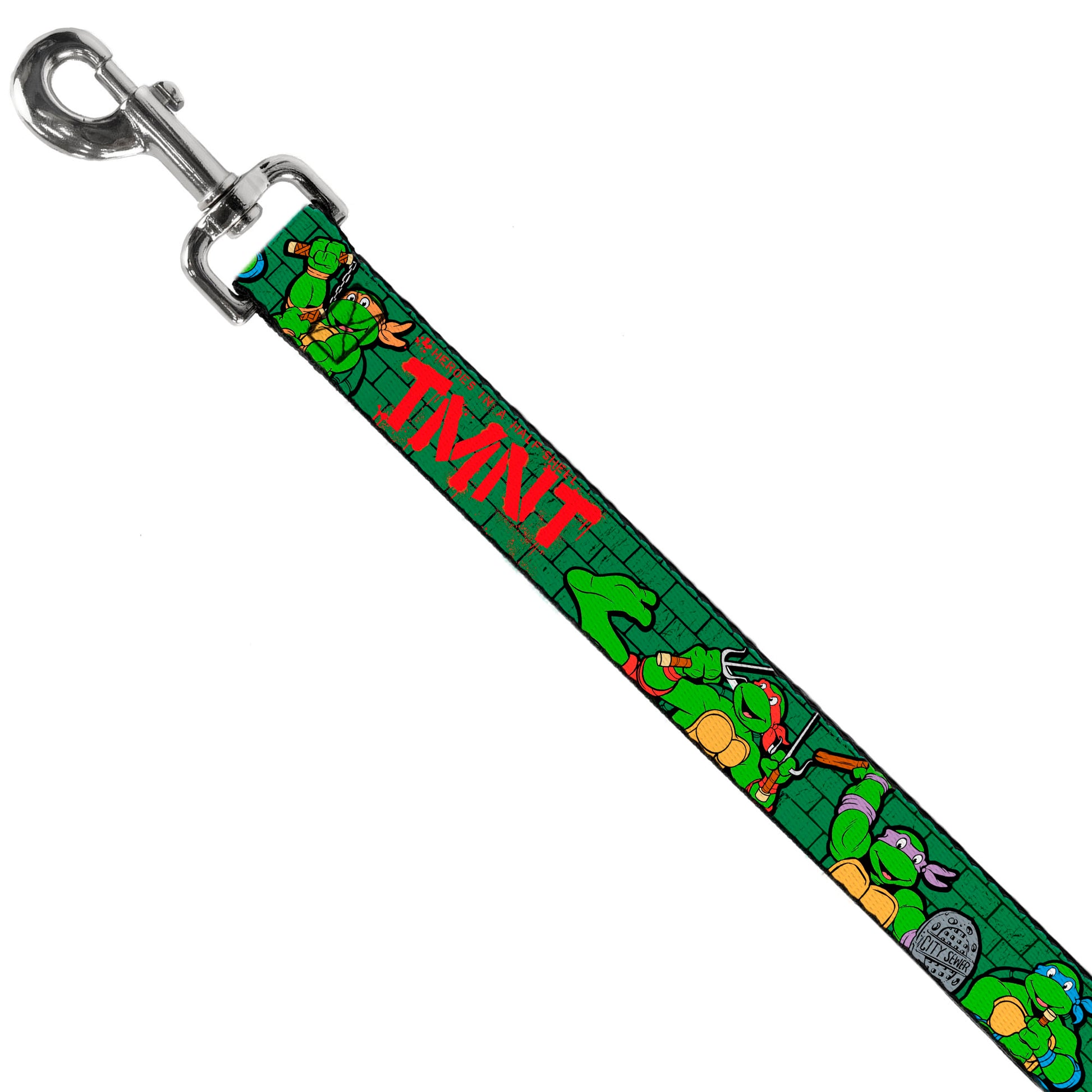 Dog Leash - Classic Teenage Mutant Ninja Turtles Group Pose2/TMNT Green Brick Wall Dog Leashes Teenage Mutant Ninja Turtles