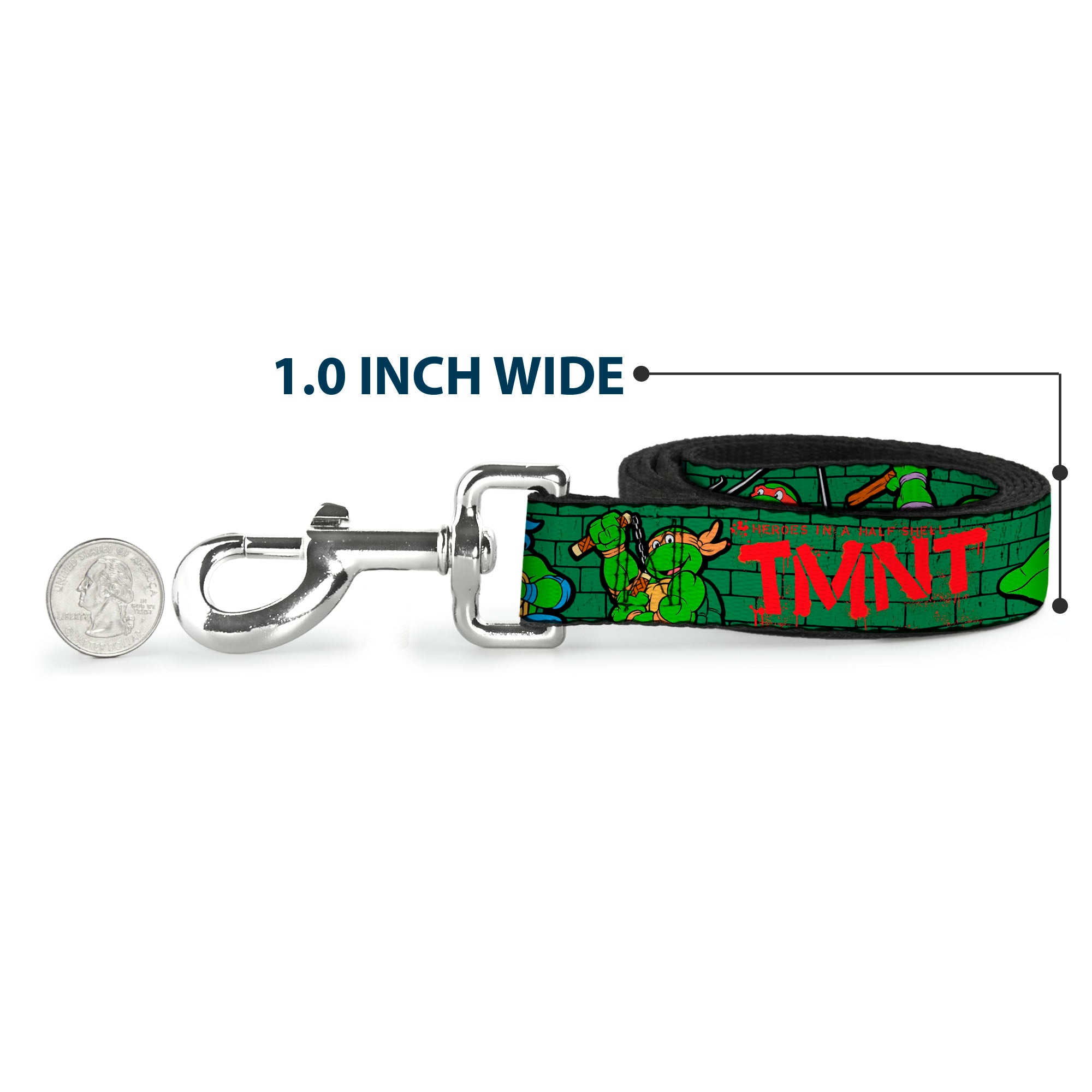 Dog Leash - Classic Teenage Mutant Ninja Turtles Group Pose2/TMNT Green Brick Wall Dog Leashes Teenage Mutant Ninja Turtles