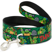 Dog Leash - Classic Teenage Mutant Ninja Turtles Group Pose2/TMNT Green Brick Wall Dog Leashes Teenage Mutant Ninja Turtles