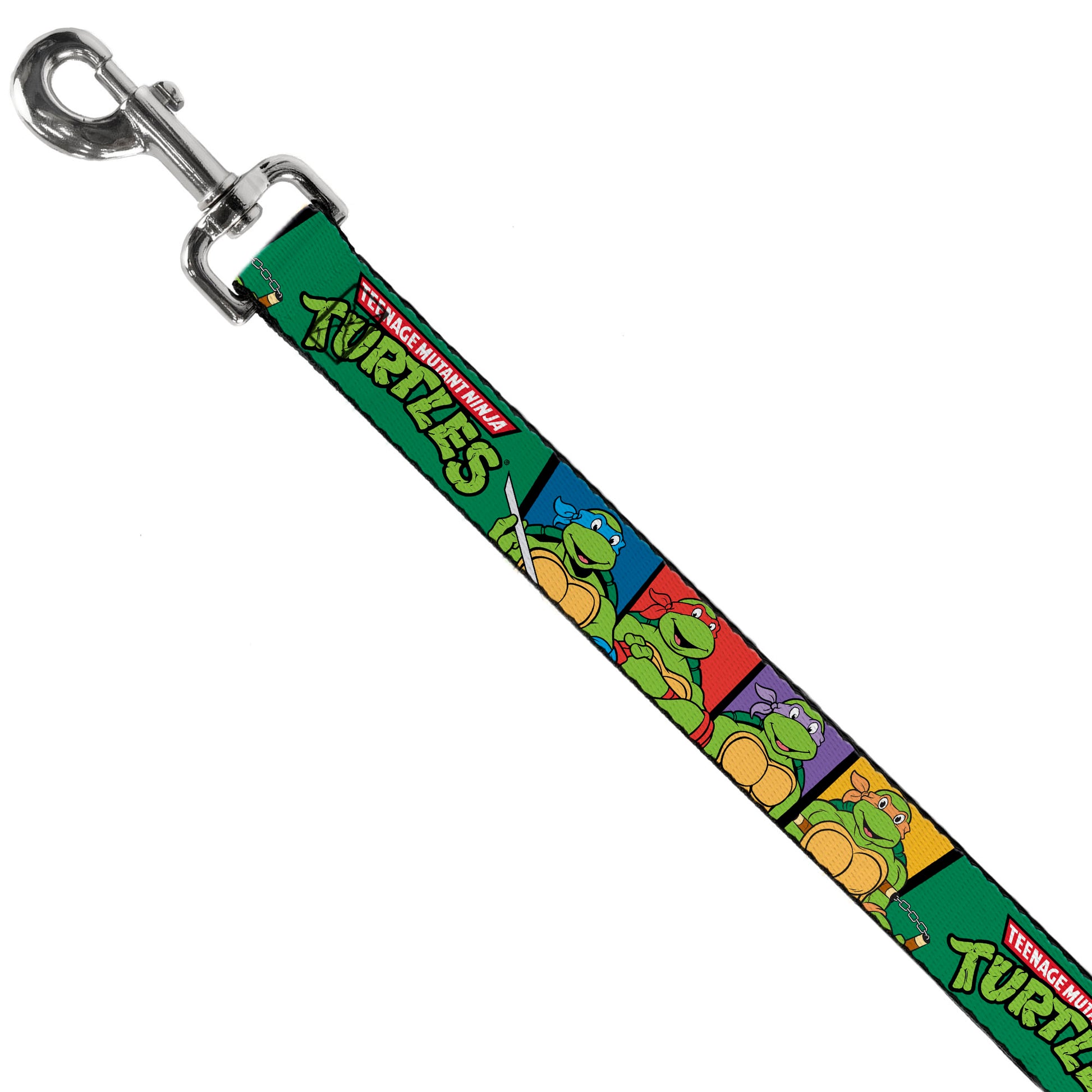 Dog Leash - Classic TEENAGE MUTANT NINJA TURTLES Group Pose3/TMNT Logo Green/Multi Color Dog Leashes Teenage Mutant Ninja Turtles