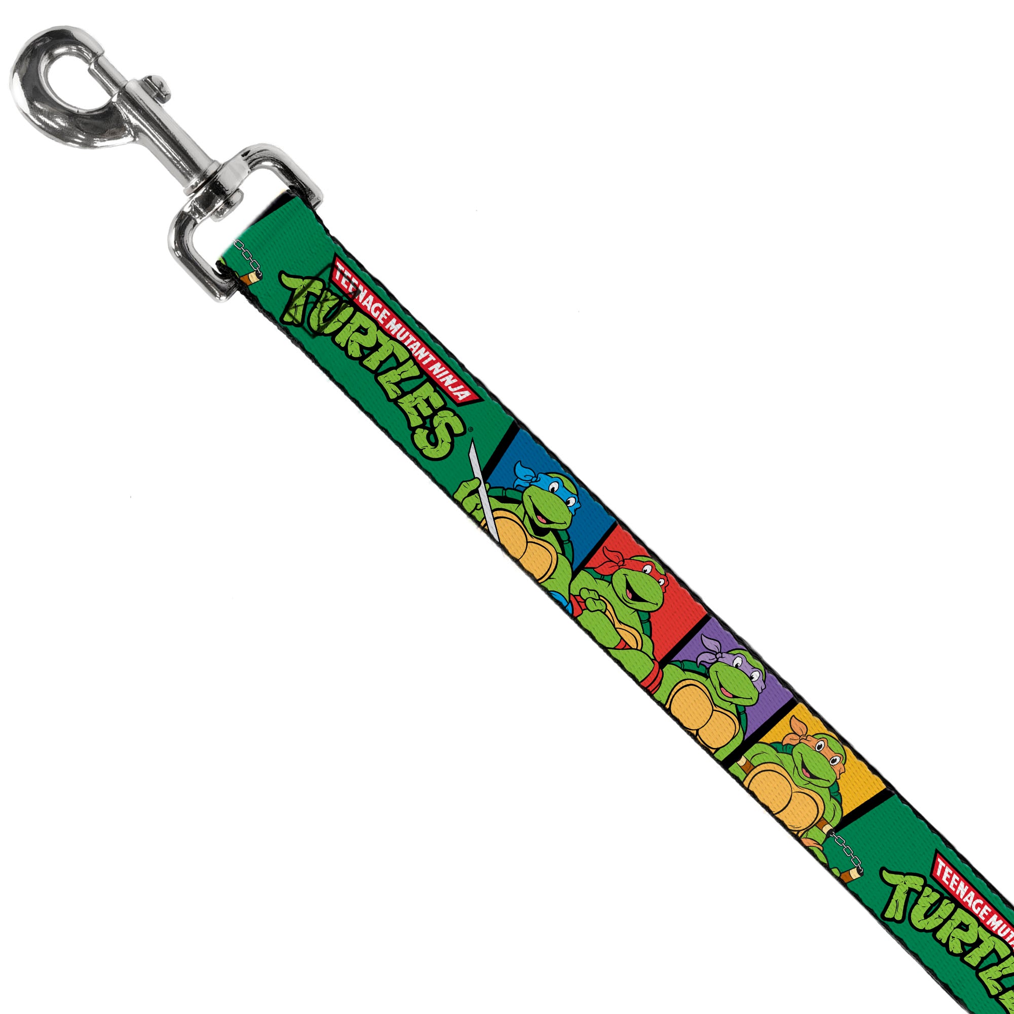 Dog Leash - Classic TEENAGE MUTANT NINJA TURTLES Group Pose3/TMNT Logo Green/Multi Color Dog Leashes Teenage Mutant Ninja Turtles