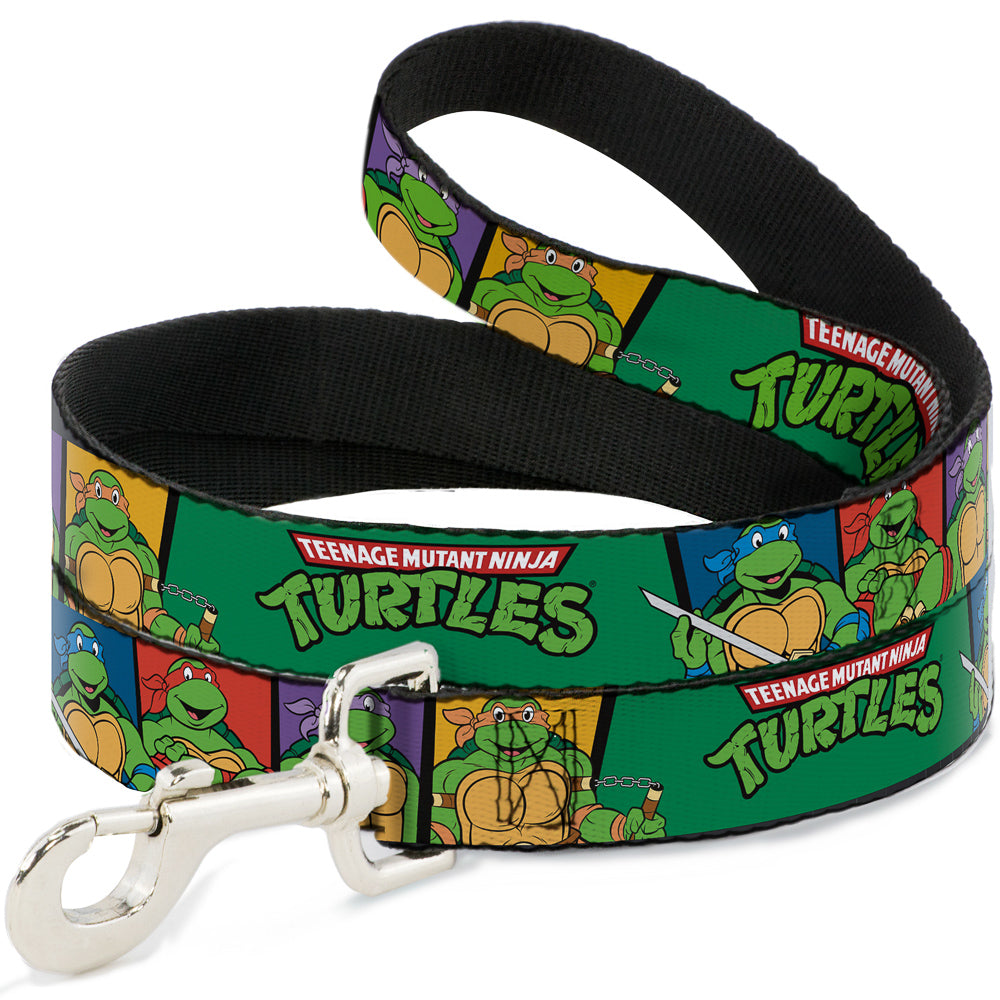 Dog Leash - Classic TEENAGE MUTANT NINJA TURTLES Group Pose3/TMNT Logo Green/Multi Color Dog Leashes Teenage Mutant Ninja Turtles