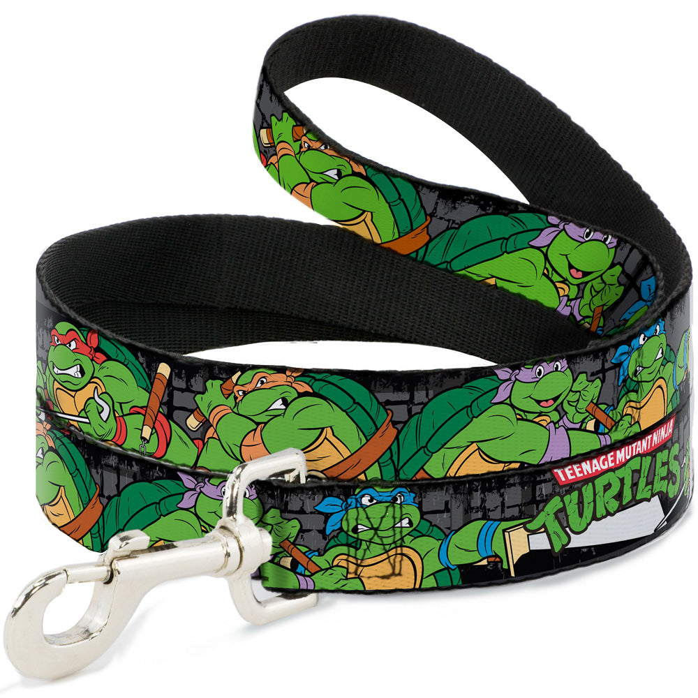 Dog Leash - Classic TEENAGE MUTANT NINJA TURTLES Group Pose4 in Sewer/TMNT Logo Dog Leashes Teenage Mutant Ninja Turtles