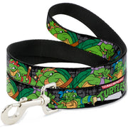 Dog Leash - Classic TEENAGE MUTANT NINJA TURTLES Group Pose4 in Sewer/TMNT Logo Dog Leashes Teenage Mutant Ninja Turtles