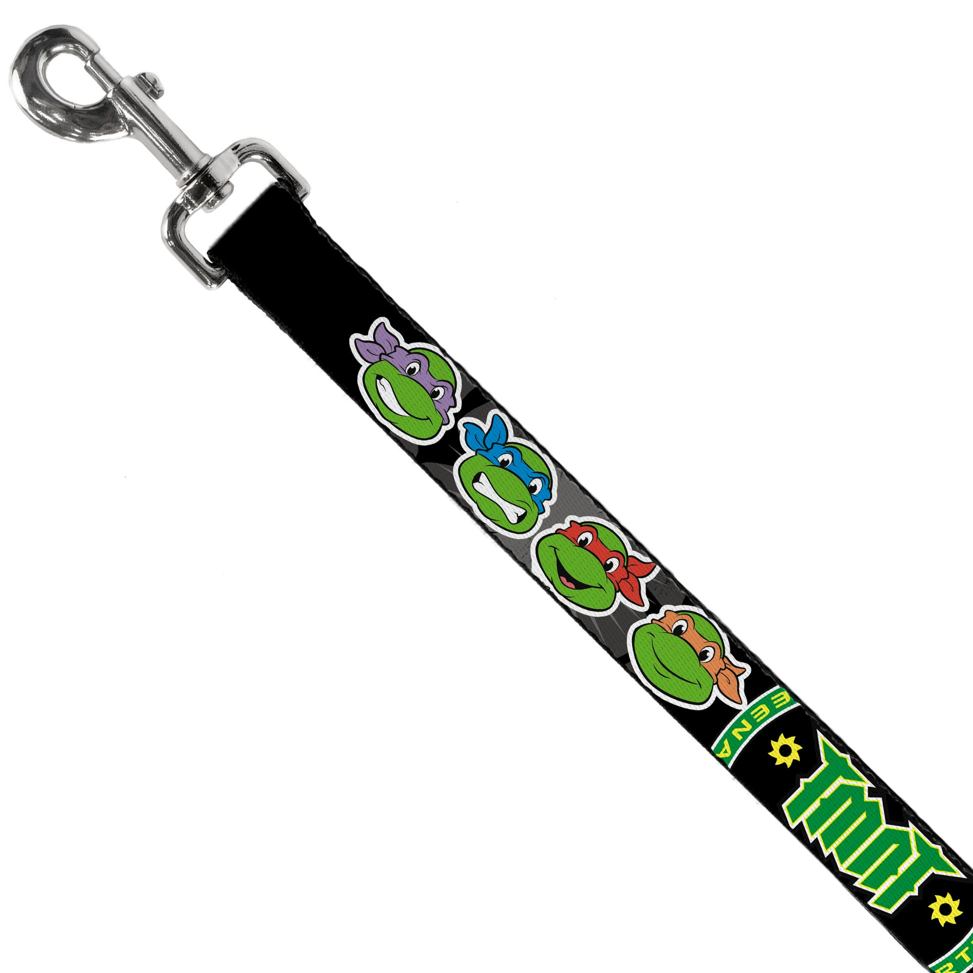Dog Leash - Classic Teenage Mutant Ninja Turtles Group Faces/TMNT/Ninja Star Black/Green Dog Leashes Teenage Mutant Ninja Turtles