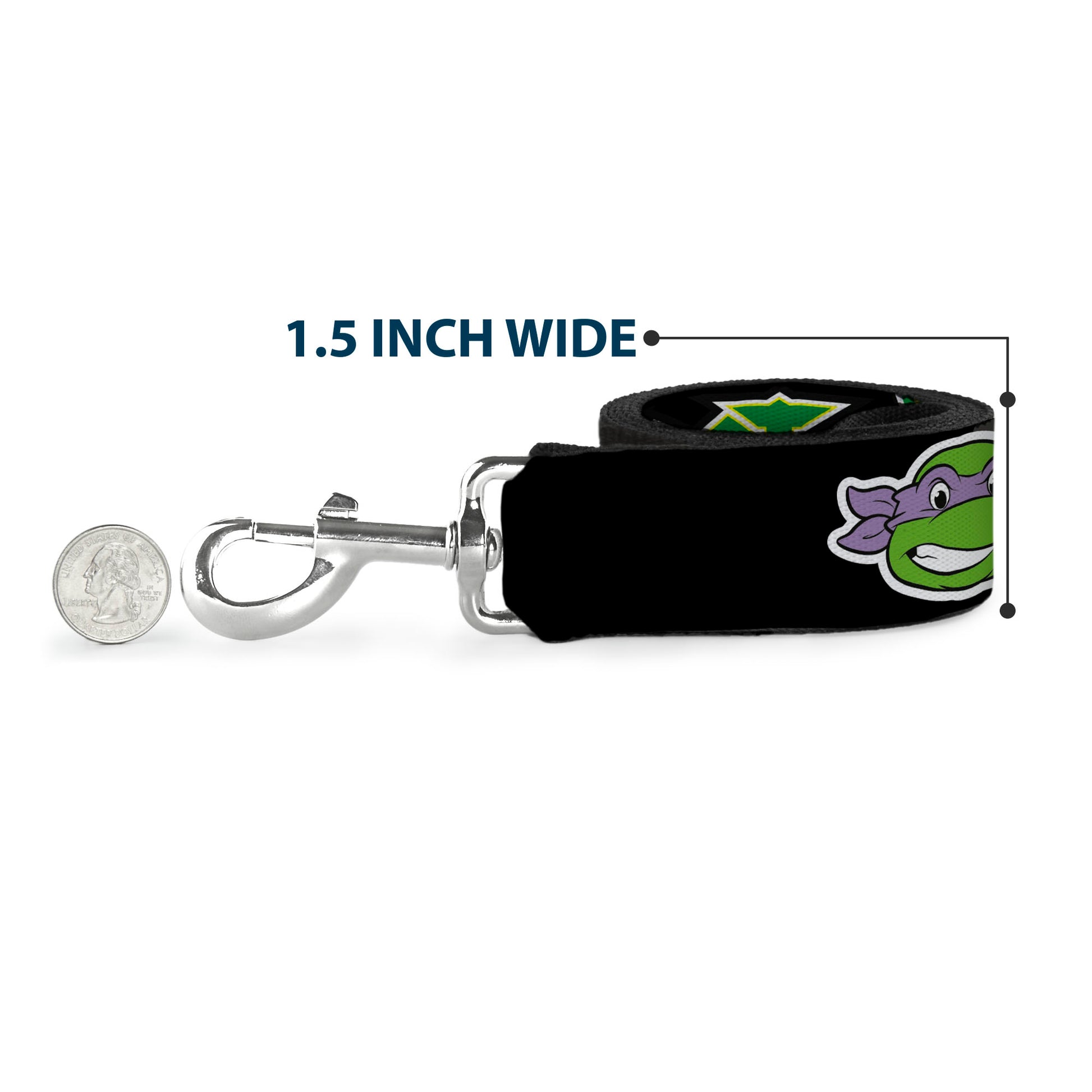 Dog Leash - Classic Teenage Mutant Ninja Turtles Group Faces/TMNT/Ninja Star Black/Green Dog Leashes Teenage Mutant Ninja Turtles