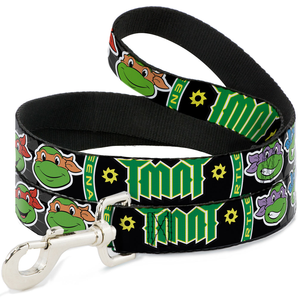 Dog Leash - Classic Teenage Mutant Ninja Turtles Group Faces/TMNT/Ninja Star Black/Green Dog Leashes Teenage Mutant Ninja Turtles