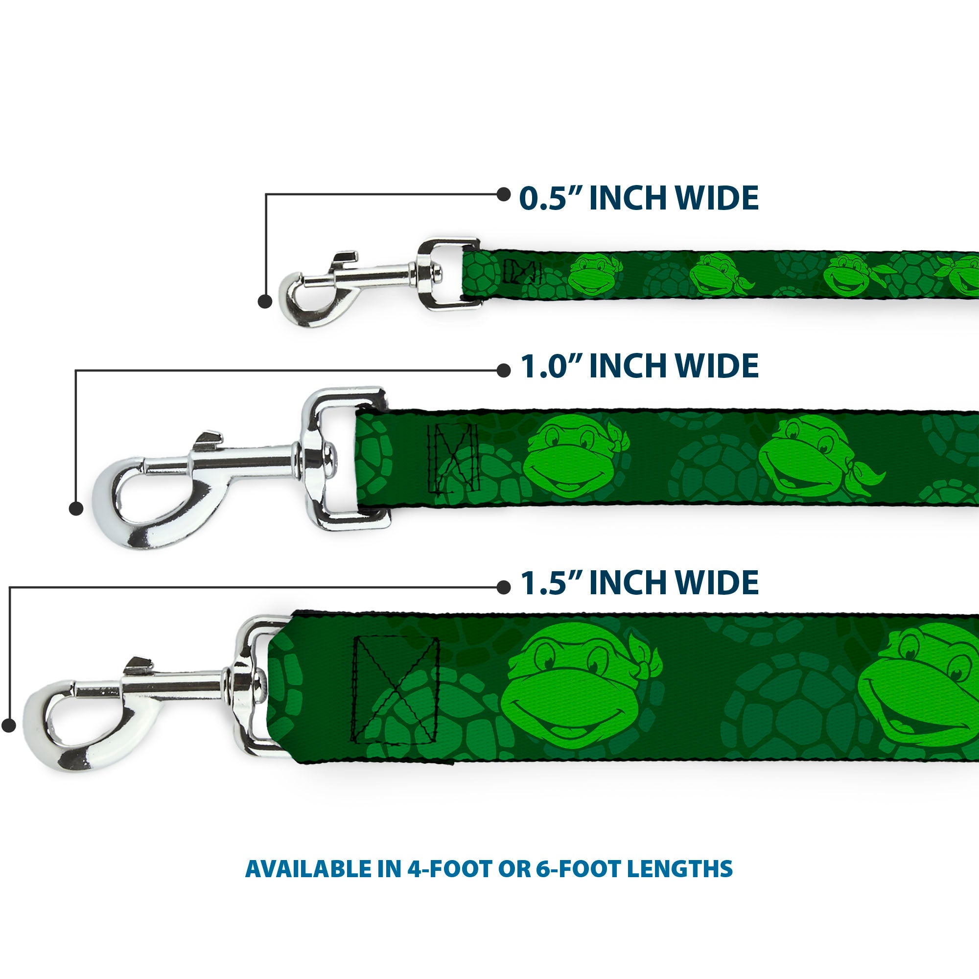 Dog Leash - Classic Teenage Mutant Ninja Turtles Turtle Faces2 Greens Dog Leashes Teenage Mutant Ninja Turtles
