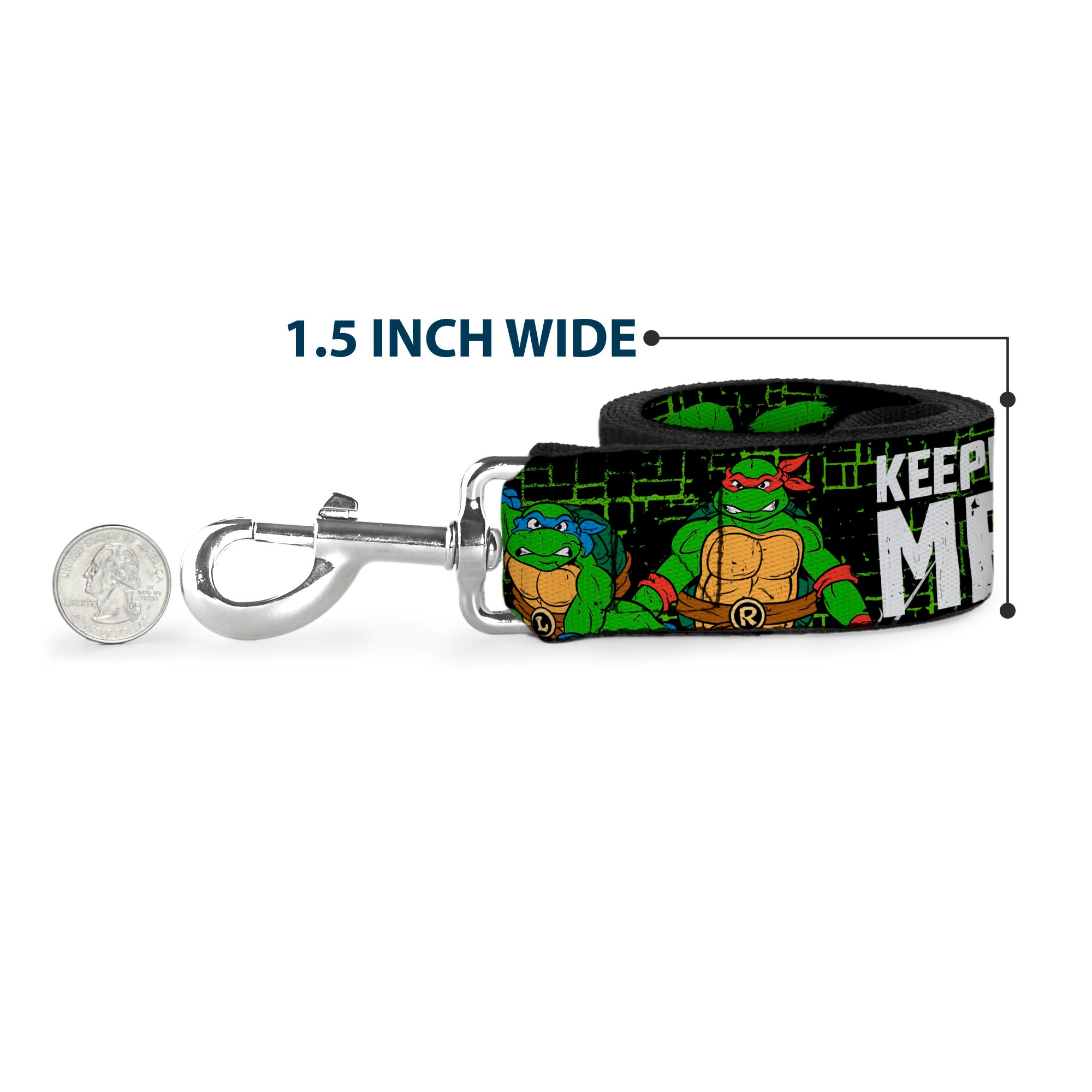 Dog Leash - Classic TMNT Group Pose6/KEEPING IT LEAN, MEAN & GREEN Black/Green/White Dog Leashes Teenage Mutant Ninja Turtles