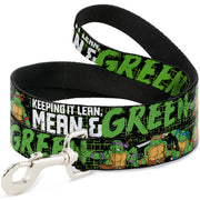 Dog Leash - Classic TMNT Group Pose6/KEEPING IT LEAN, MEAN & GREEN Black/Green/White Dog Leashes Teenage Mutant Ninja Turtles