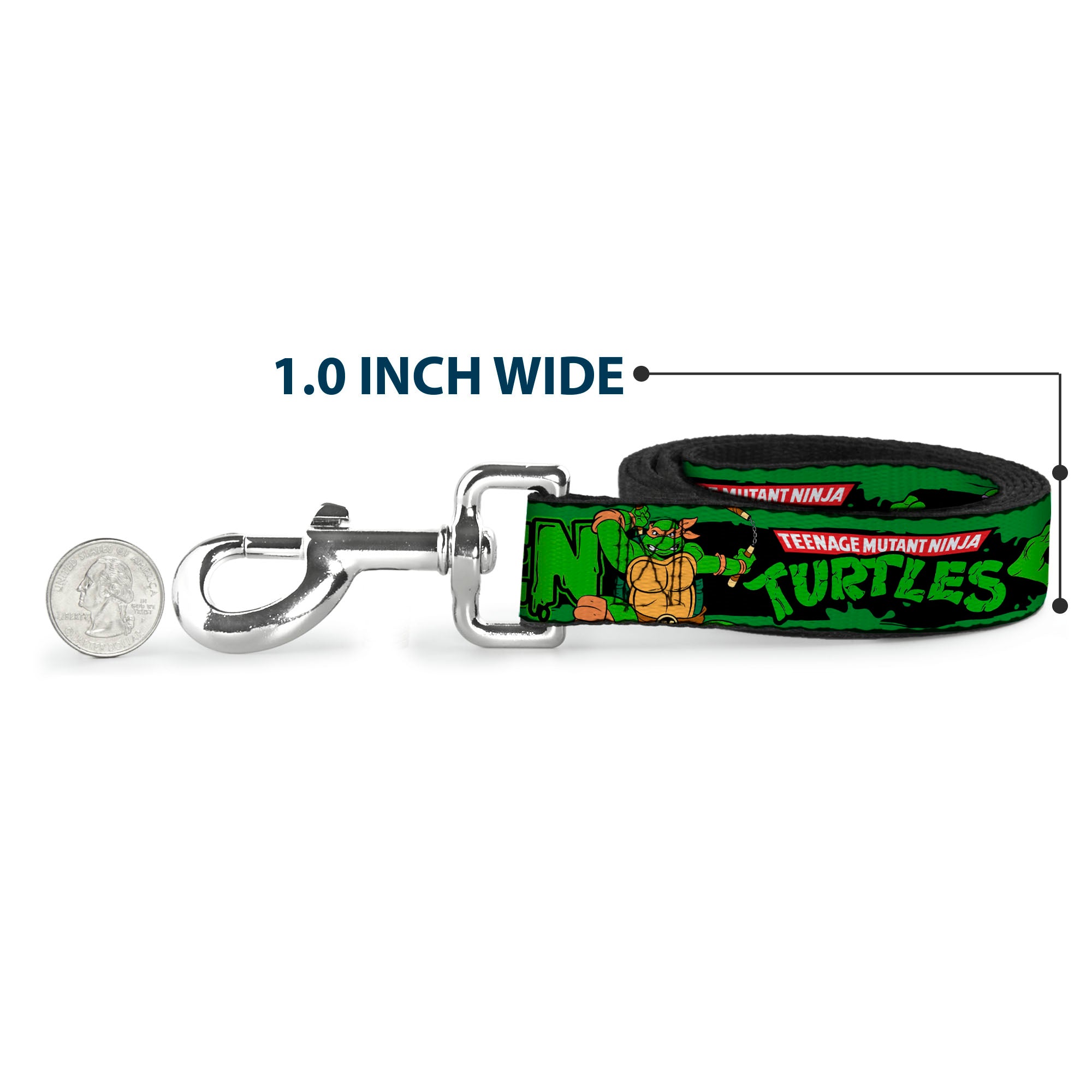 Dog Leash - Classic TEENAGE MUTANT NINJA TURTLES Logo/Group Pose5/LEAN MEAN & GREEN Dog Leashes Teenage Mutant Ninja Turtles