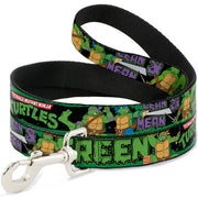 Dog Leash - Classic TEENAGE MUTANT NINJA TURTLES Logo/Group Pose5/LEAN MEAN & GREEN Dog Leashes Teenage Mutant Ninja Turtles