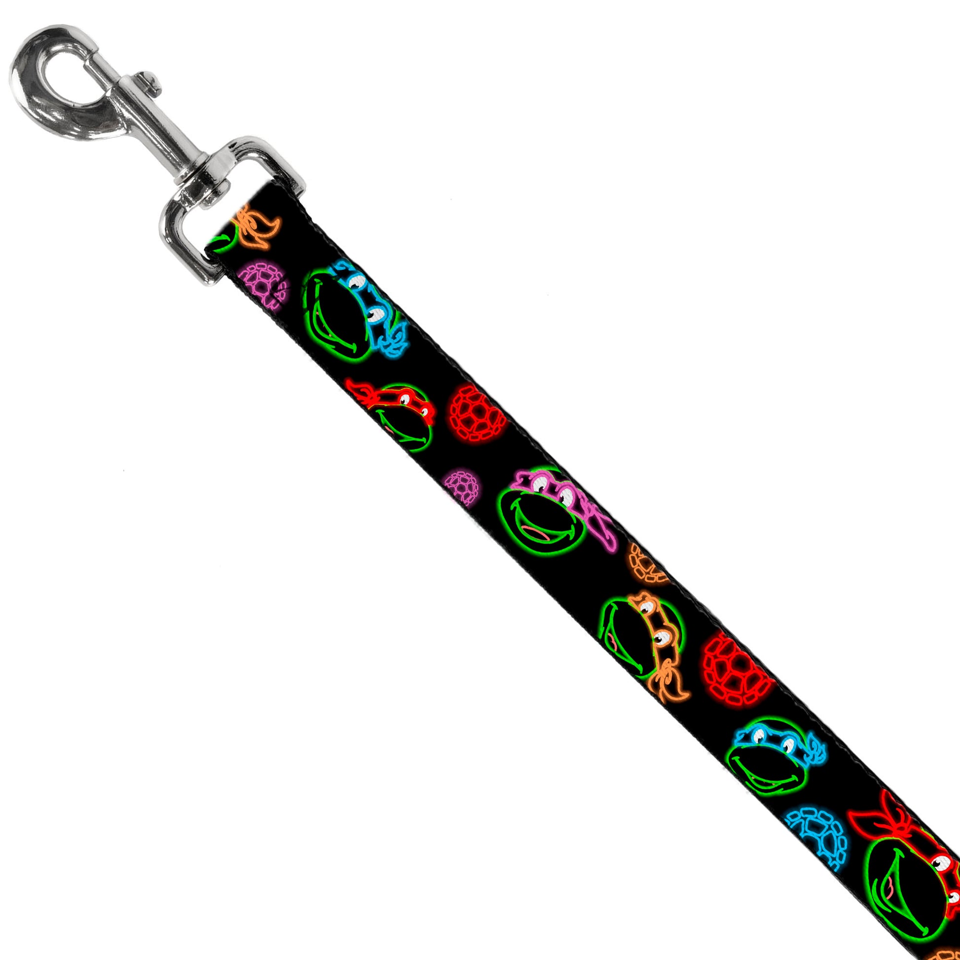 Dog Leash - Classic Teenage Mutant Ninja Turtles Electric Expressions/Turtle Shells Black/Multi Neon Dog Leashes Teenage Mutant Ninja Turtles