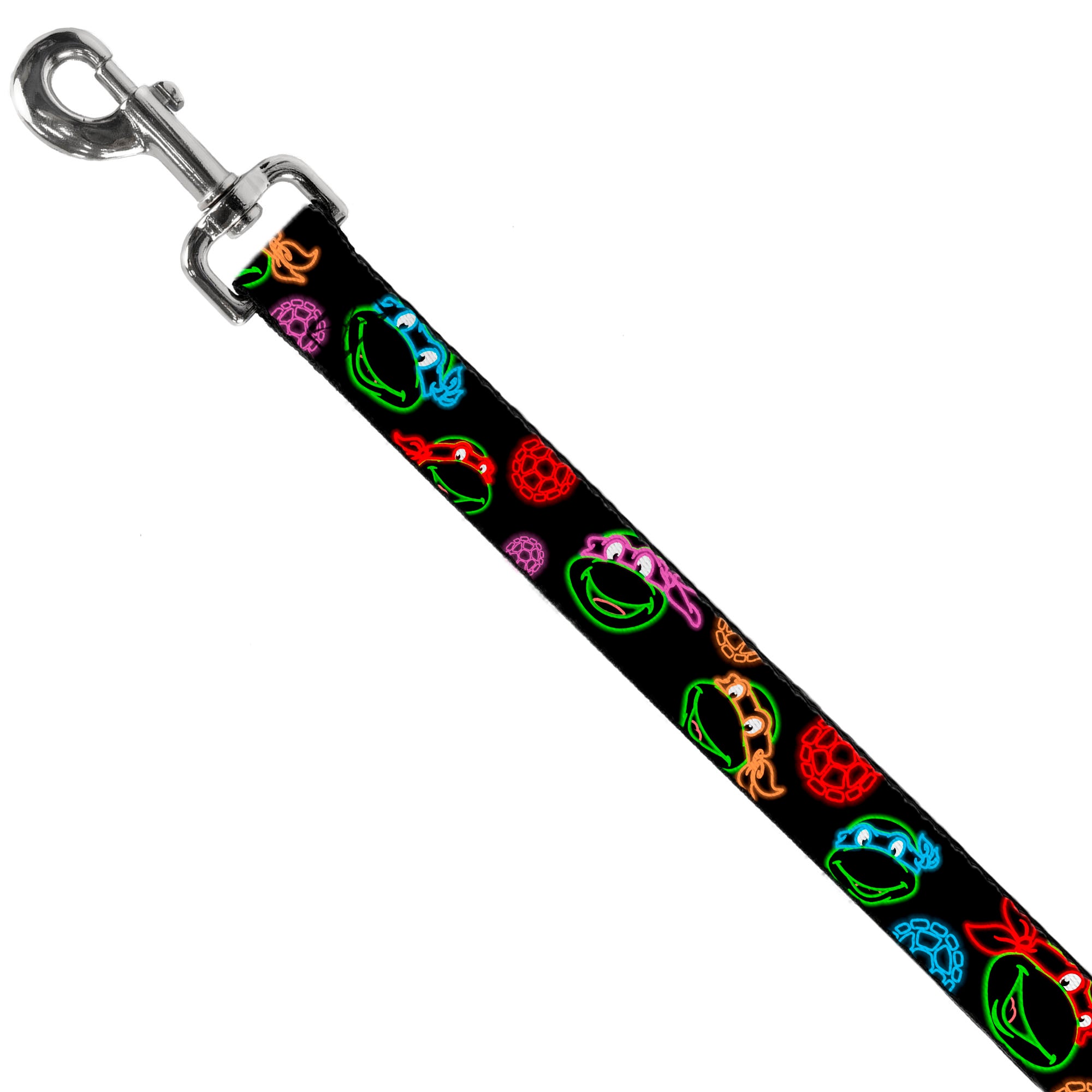 Dog Leash - Classic Teenage Mutant Ninja Turtles Electric Expressions/Turtle Shells Black/Multi Neon Dog Leashes Teenage Mutant Ninja Turtles