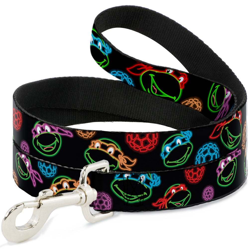 Dog Leash - Classic Teenage Mutant Ninja Turtles Electric Expressions/Turtle Shells Black/Multi Neon Dog Leashes Teenage Mutant Ninja Turtles