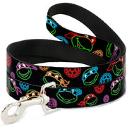 Dog Leash - Classic Teenage Mutant Ninja Turtles Electric Expressions/Turtle Shells Black/Multi Neon Dog Leashes Teenage Mutant Ninja Turtles