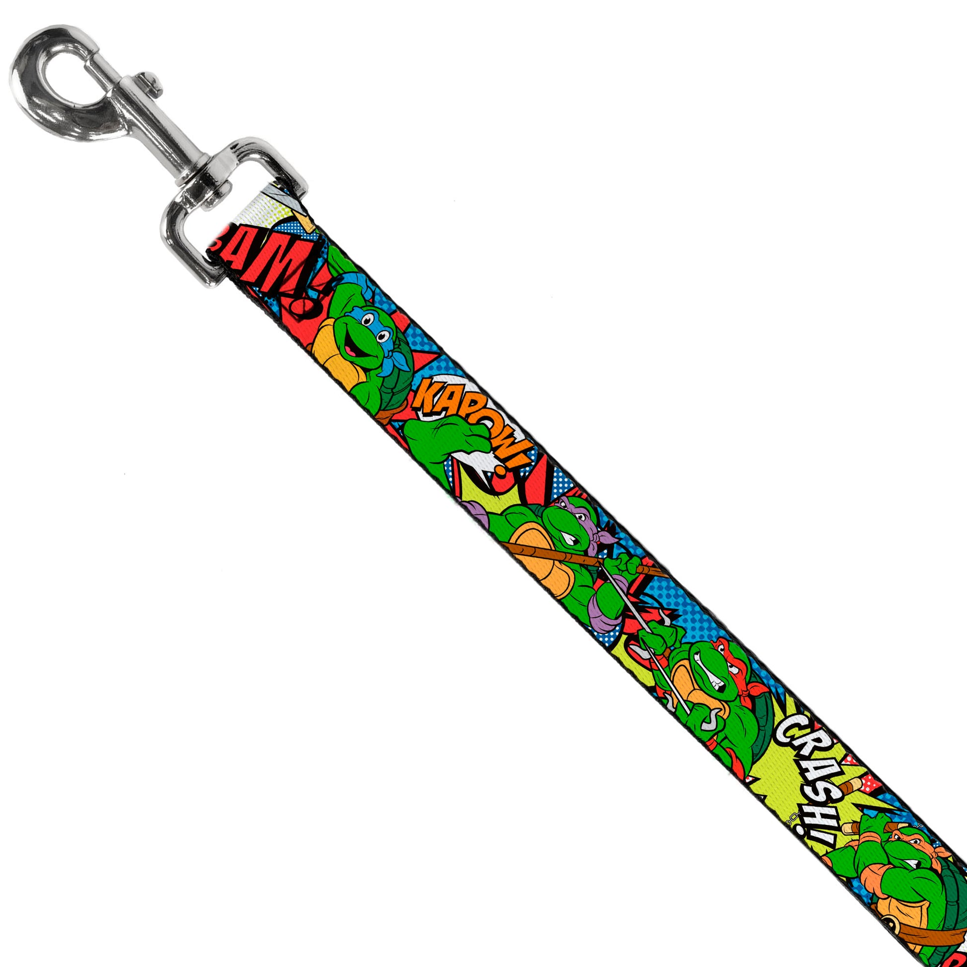 Dog Leash - Classic Teenage Mutant Ninja Turtles Action Poses/Action Bubbles Dots Blues Dog Leashes Teenage Mutant Ninja Turtles