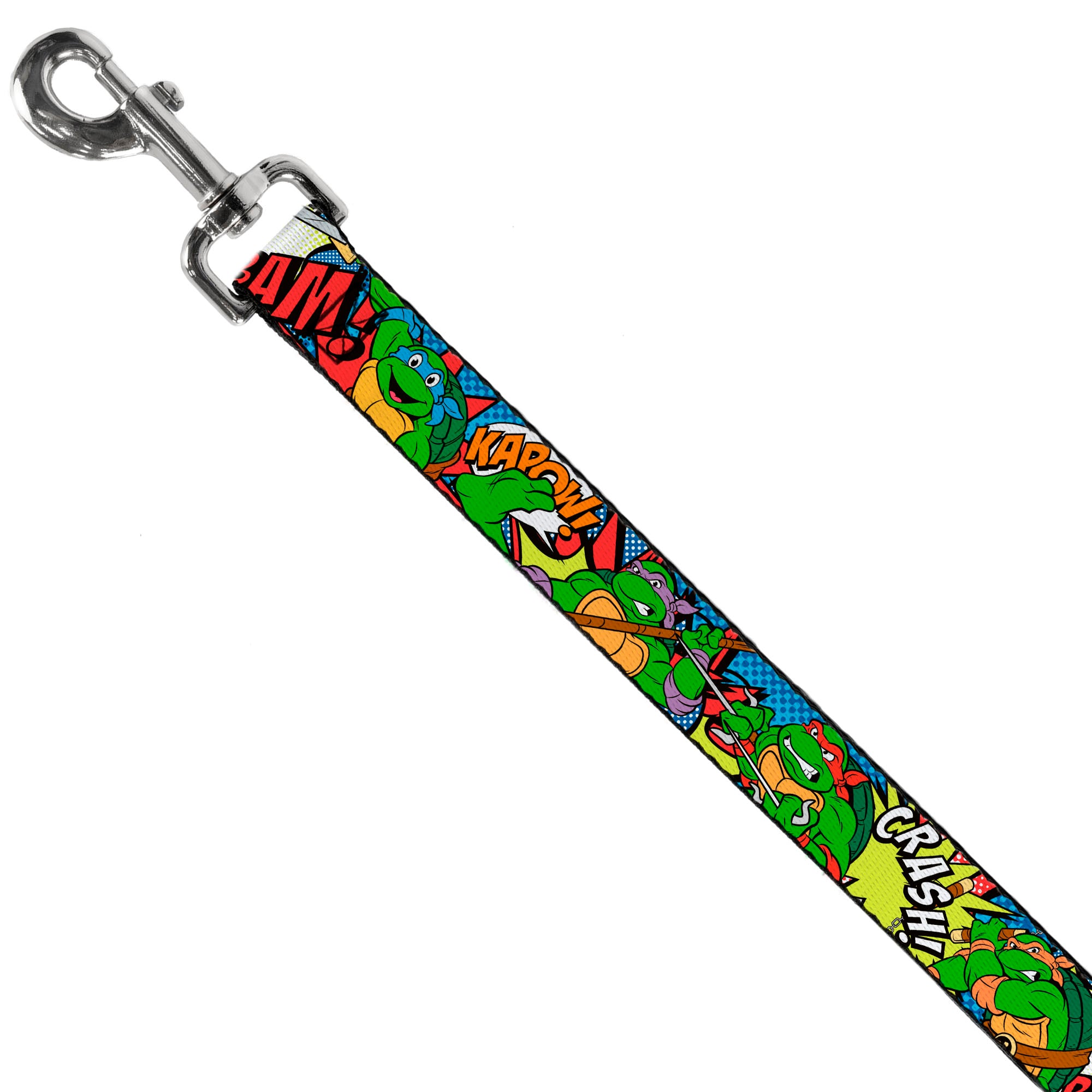 Dog Leash - Classic Teenage Mutant Ninja Turtles Action Poses/Action Bubbles Dots Blues Dog Leashes Teenage Mutant Ninja Turtles
