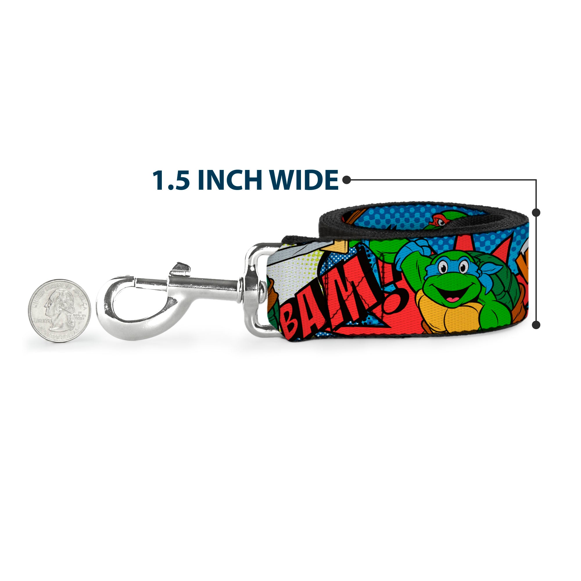 Dog Leash - Classic Teenage Mutant Ninja Turtles Action Poses/Action Bubbles Dots Blues Dog Leashes Teenage Mutant Ninja Turtles